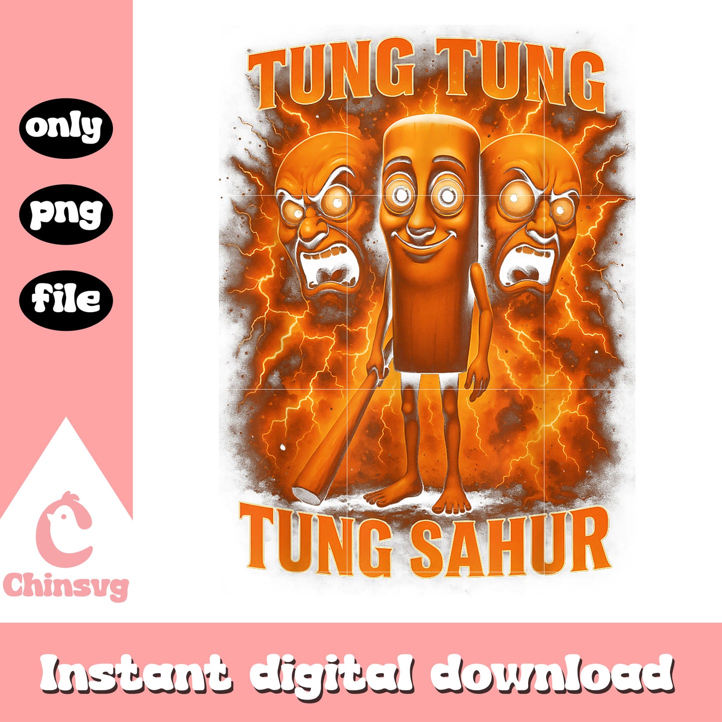 Tung tung tung sahur angry design png, trending funny memes png