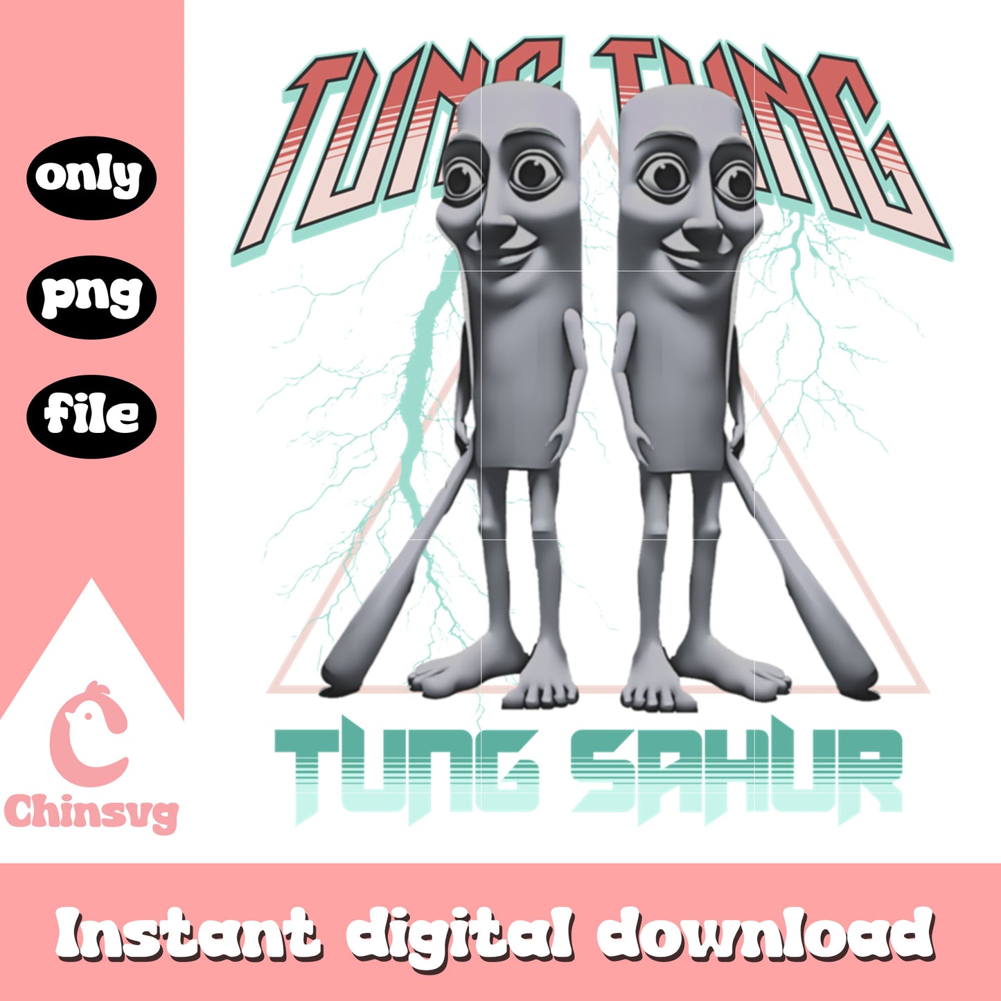 Tung tung tung sahur grey design png, italian brainrot png