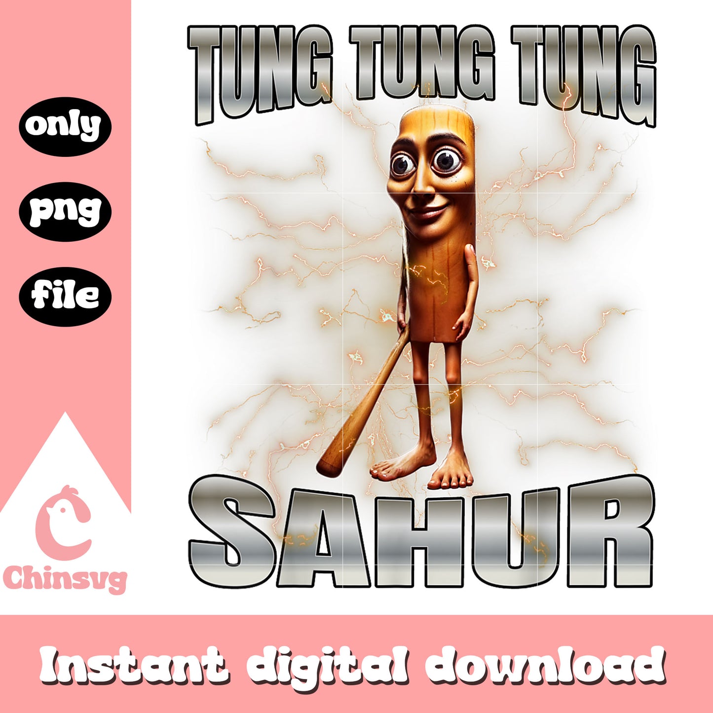 Tung tung tung sahur lightning png, funny trending memes png
