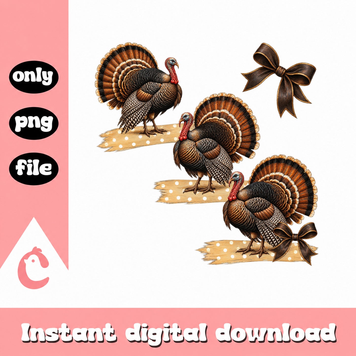 Turkey Clipart Bundle, Thanksgiving Turkey PNG, Fall Autumn PNG