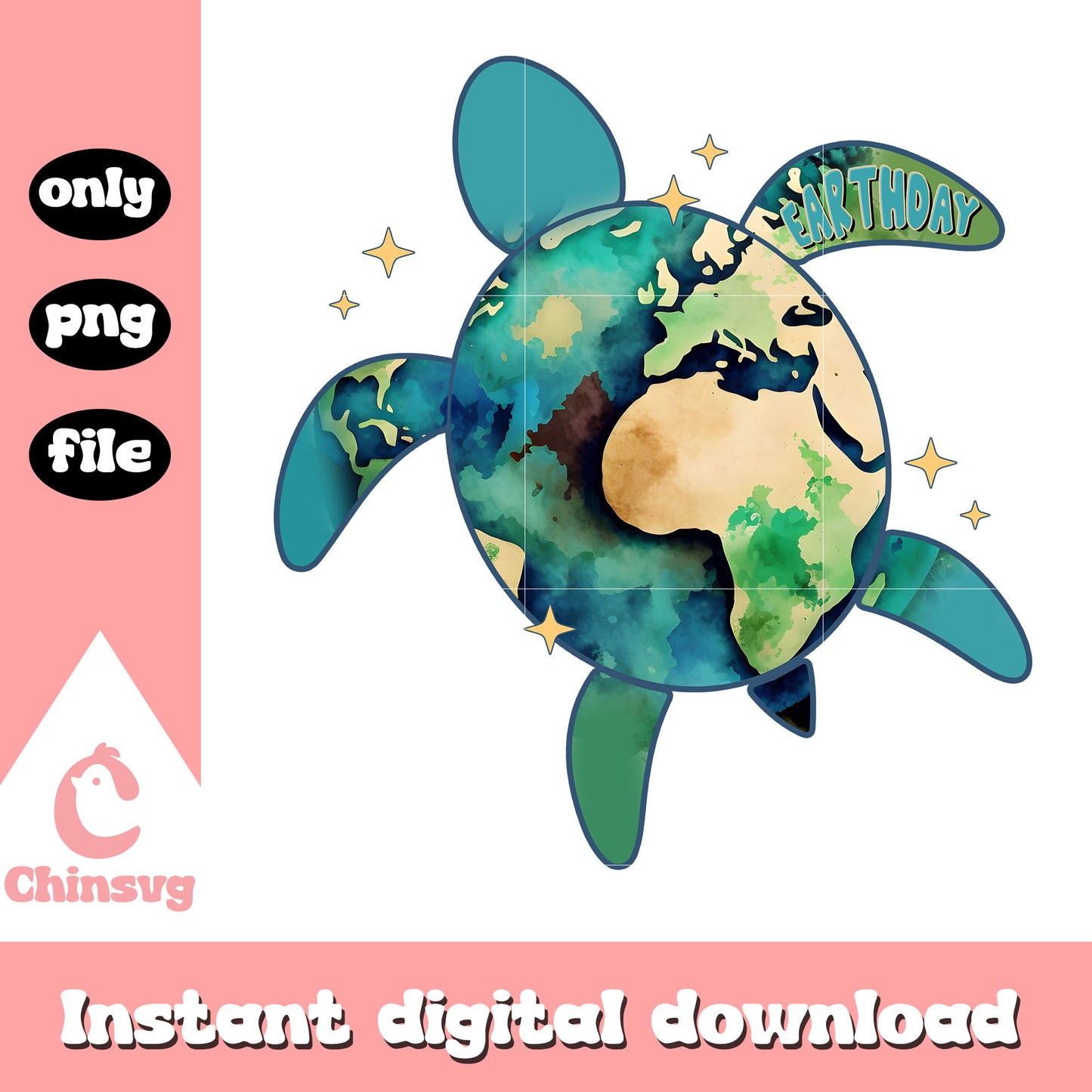 Turtle design global earth png, earth day facts png, earth png