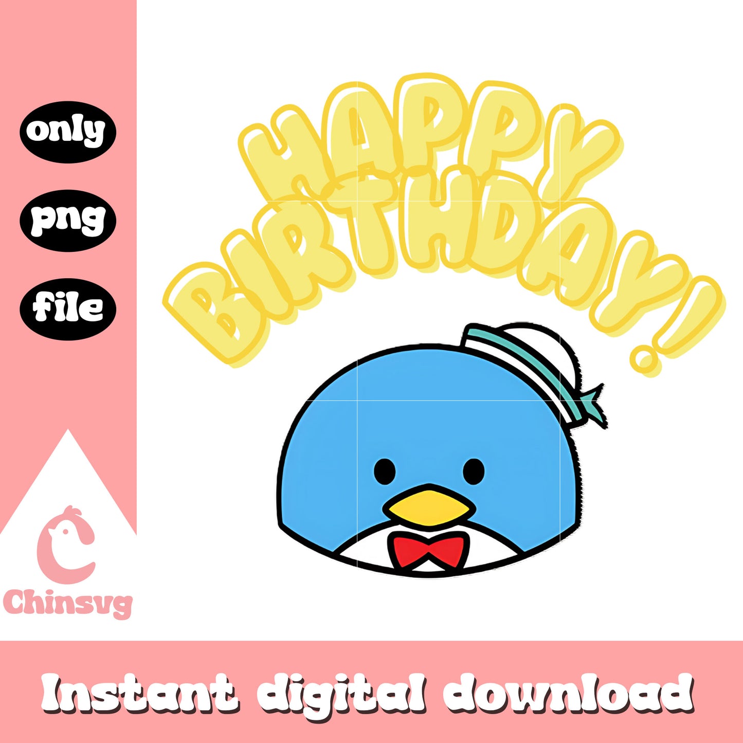 Tuxedo Sam head happy birthday png, happy birthday funny png