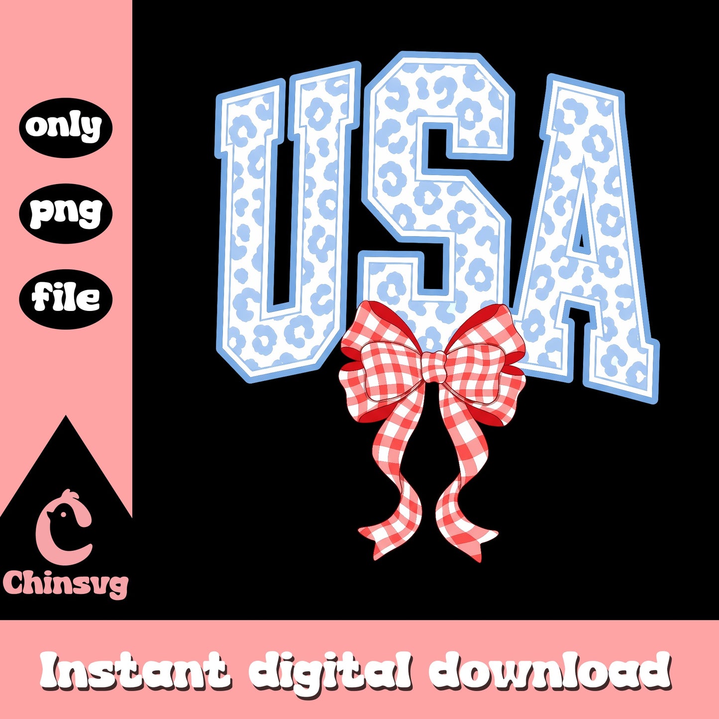 USA Leopard Print Bow PNG, 4th Of July Sublimation, Patriotic PNG