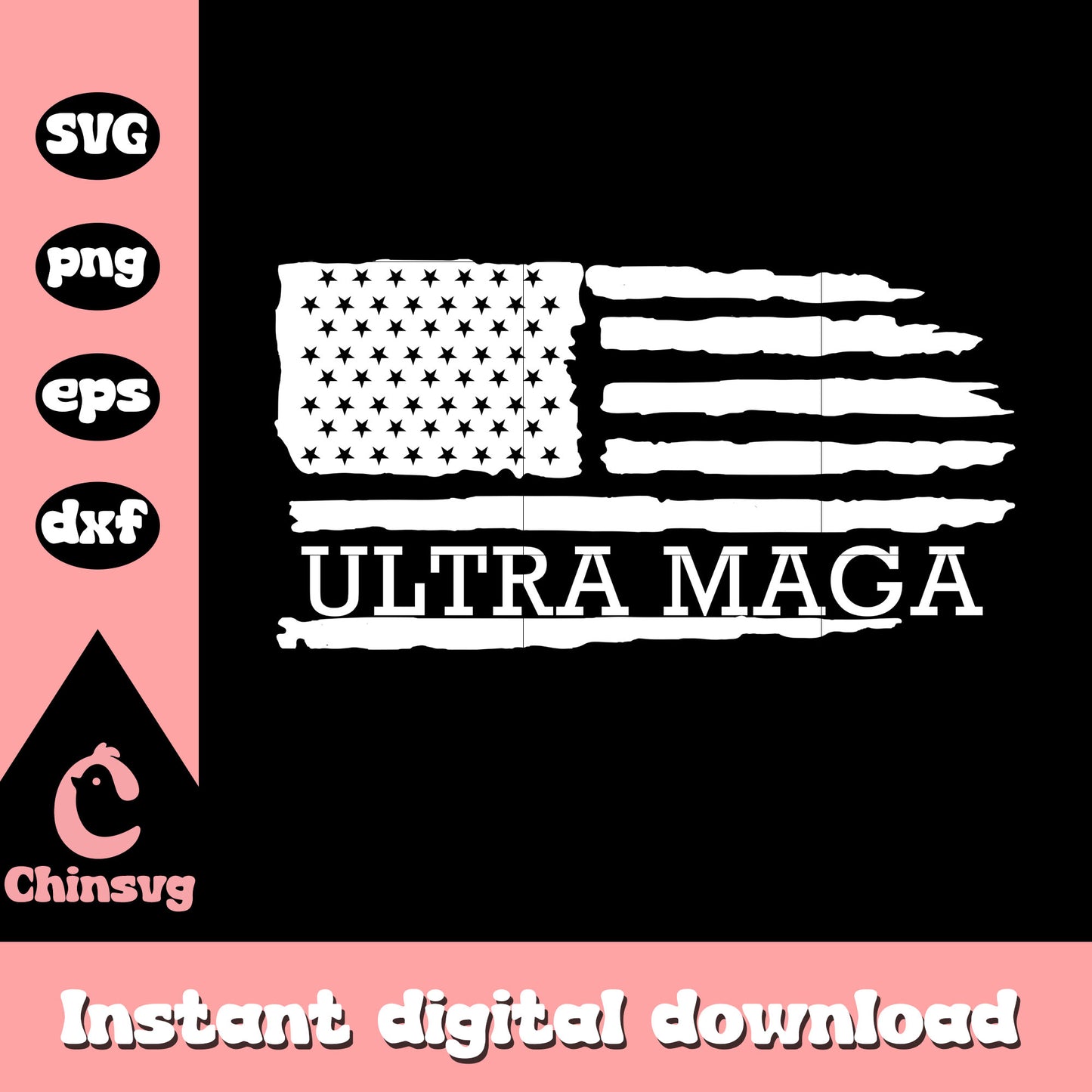 Ultra maga america flag black white svg, america flag svg