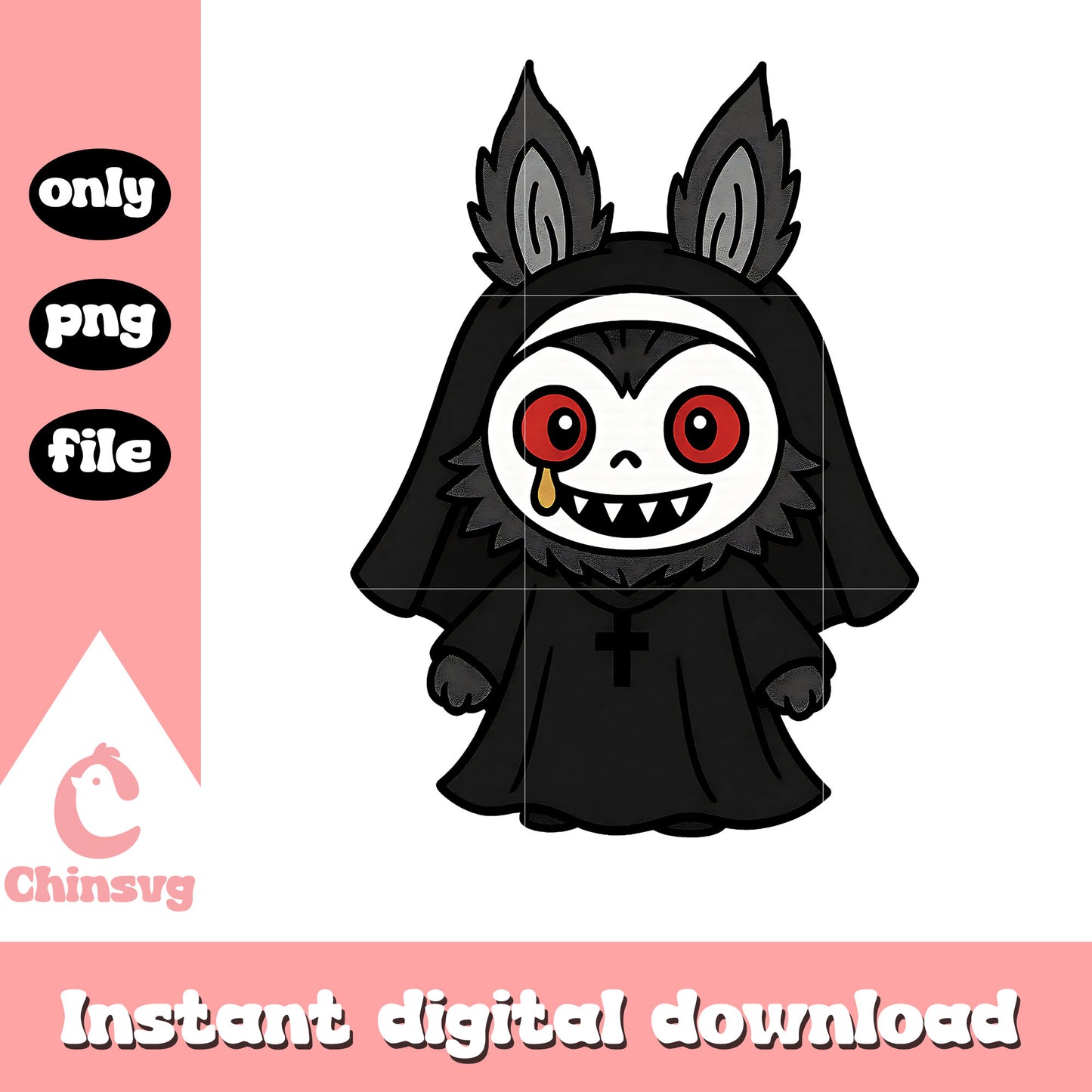 Unholy nun labubu clothes drawing design png, labubu cartoon png