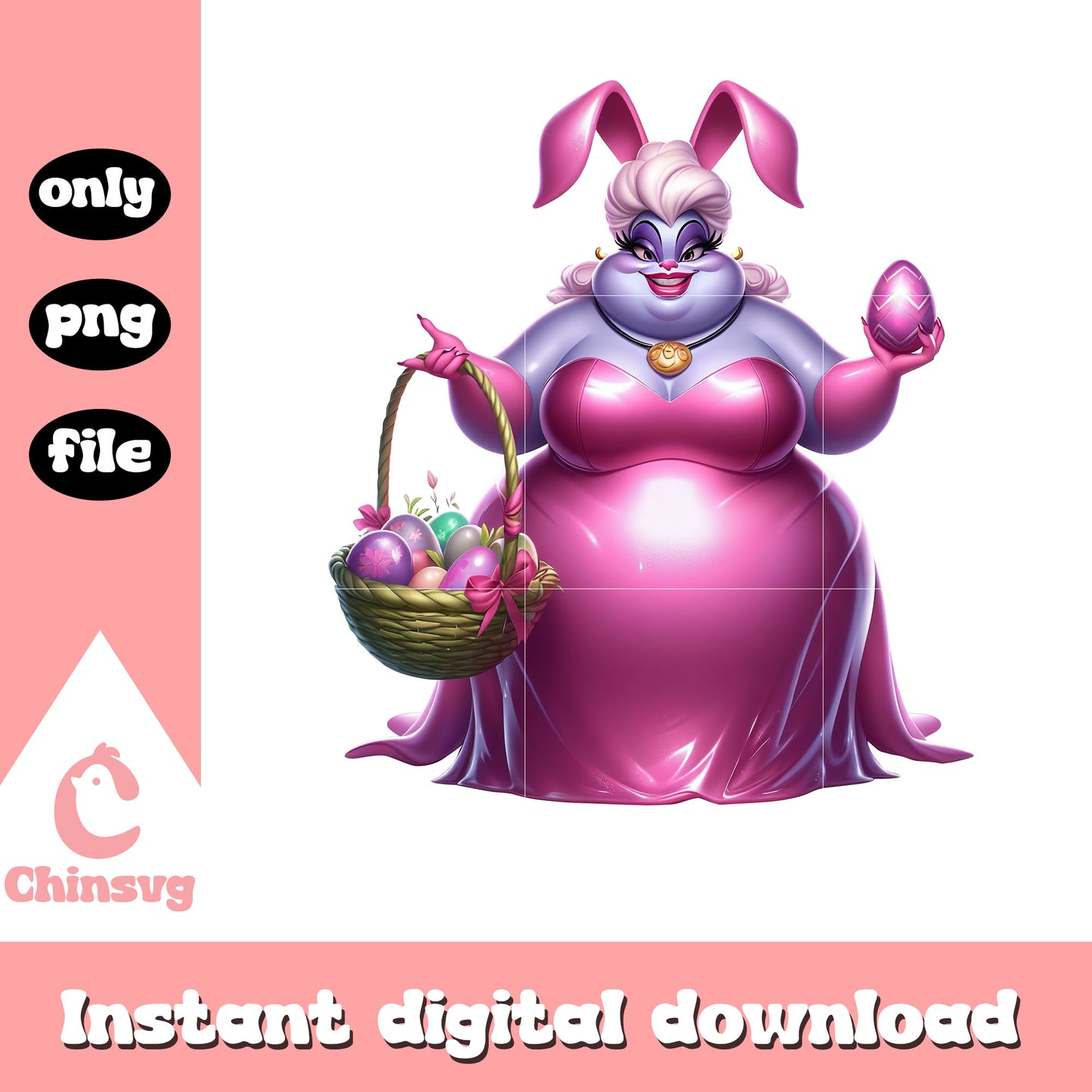 Ursula disney character easter day png, easter eggs png, disney png