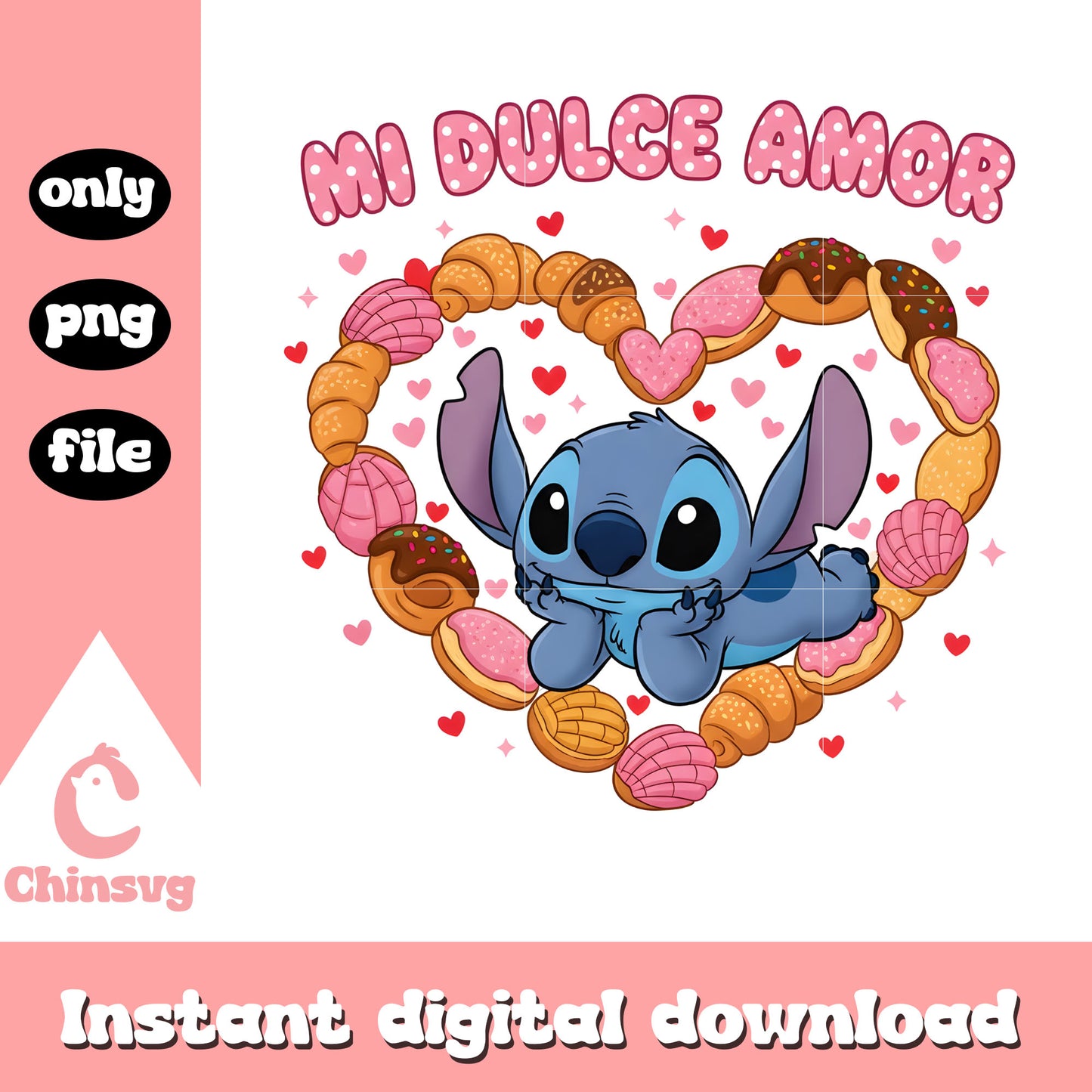 Valentine barkery stitch cute png, stitch valentines day png
