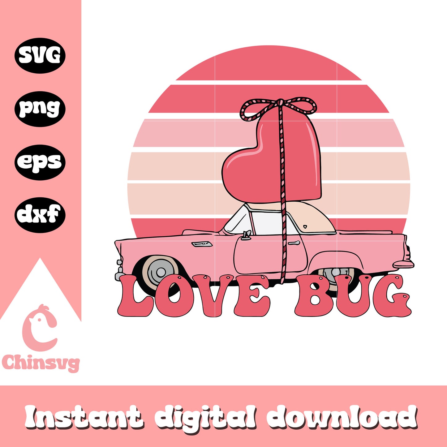 Valentine car love bug design svg, heart shape svg, love bug svg