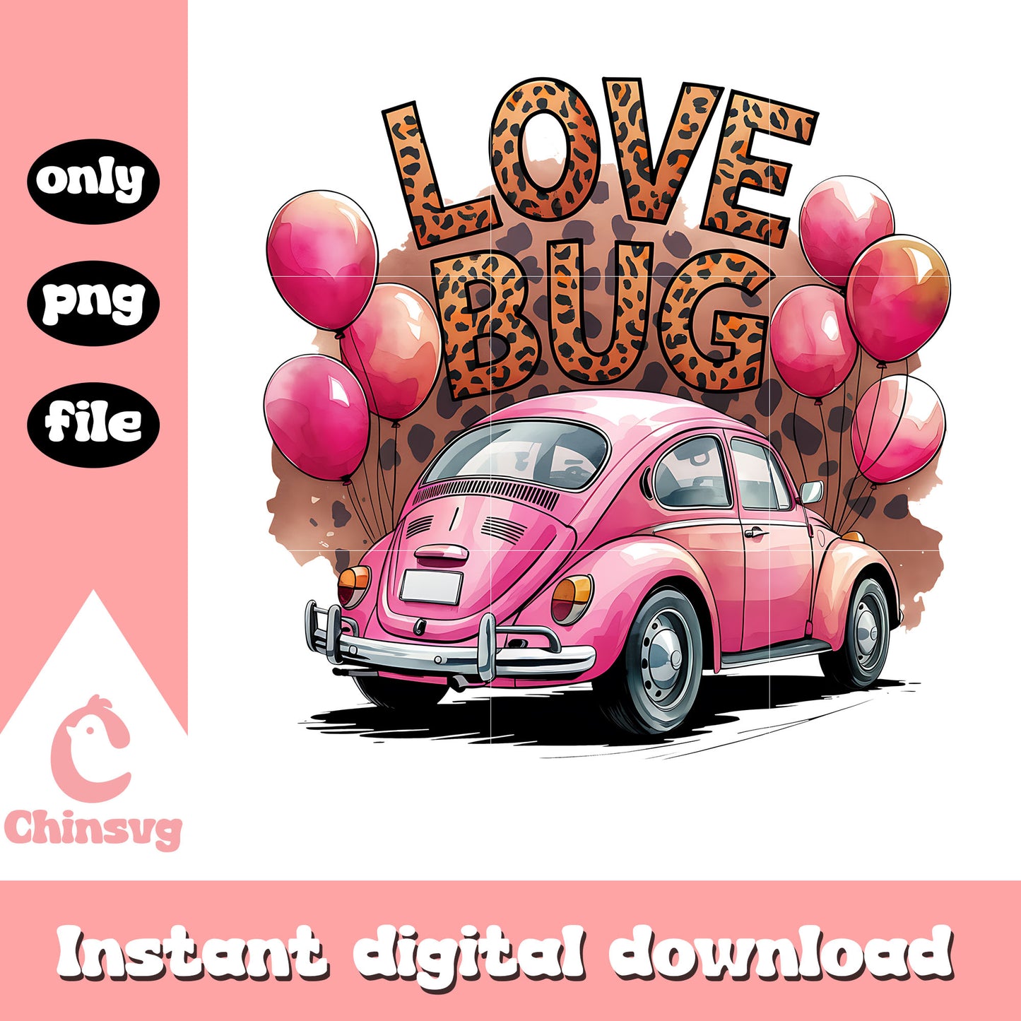 Valentine car love bug png, love bug png, valentine day png