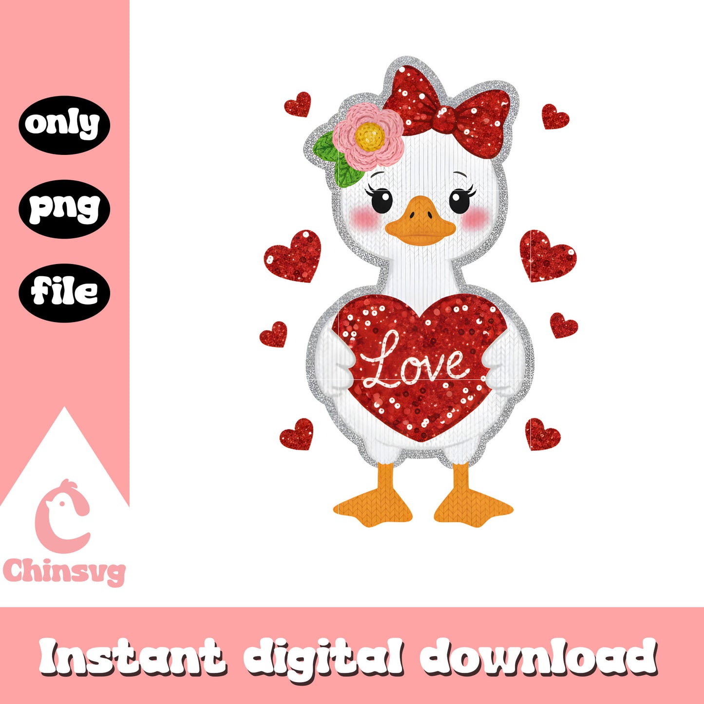 Valentine duck cute crochet png, valentines day ducks png