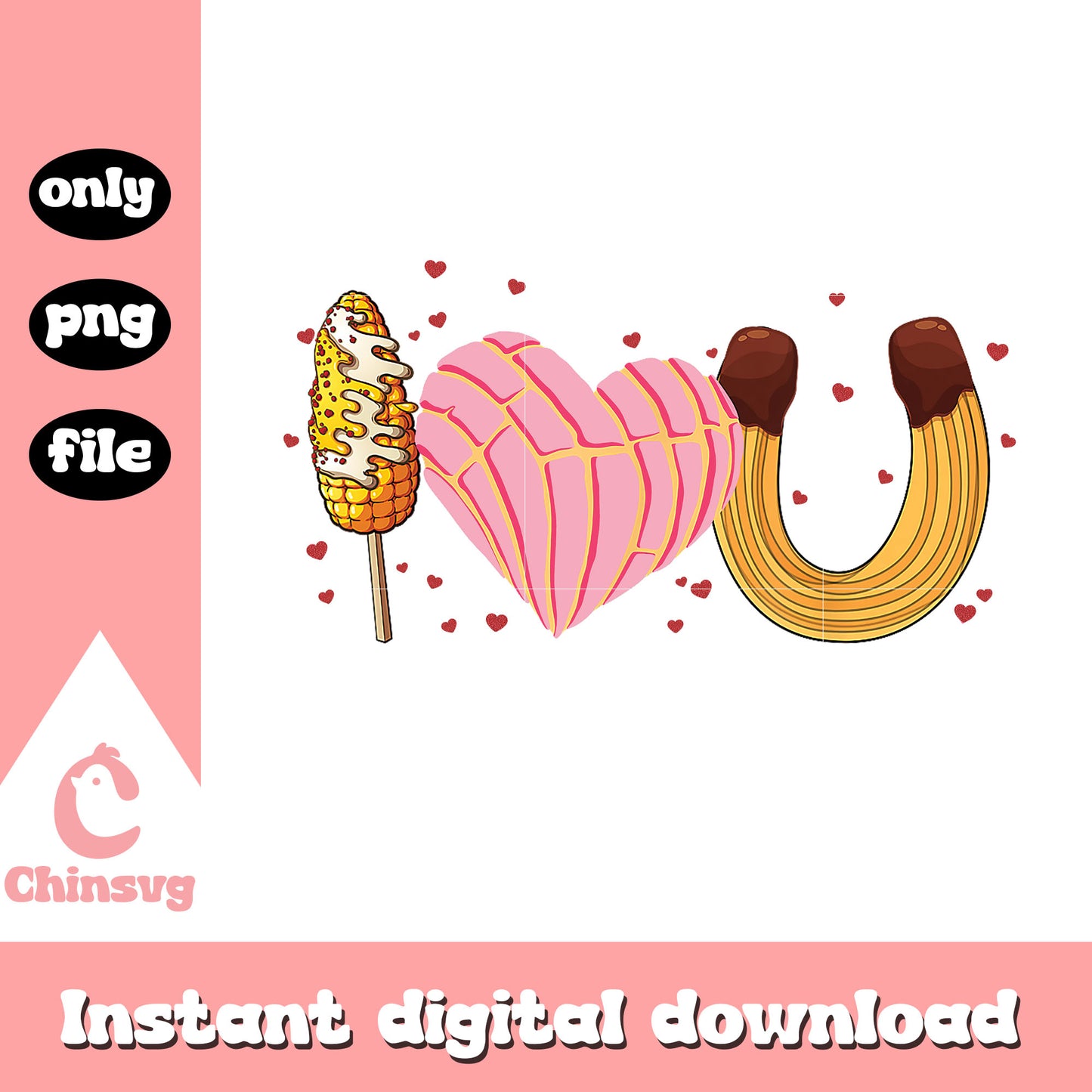Valentine food love design png, valentines day love png