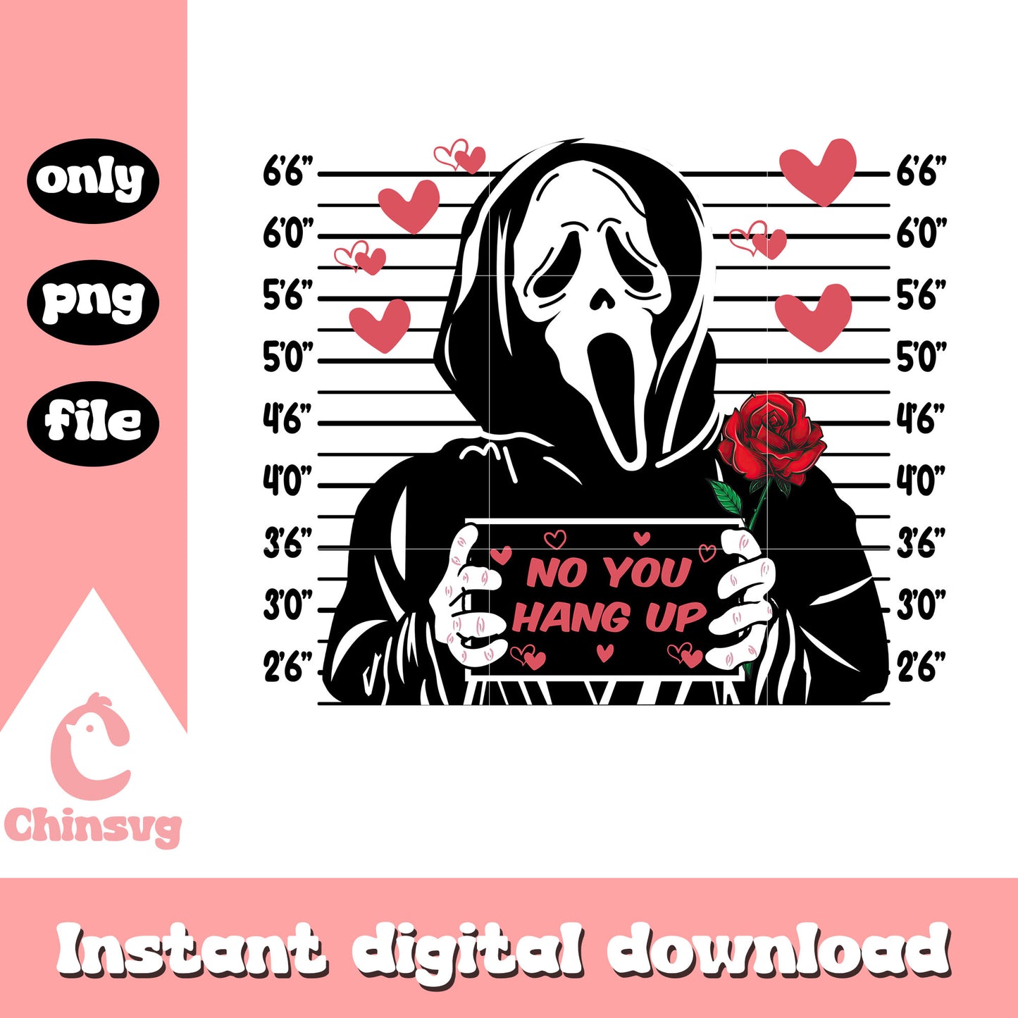 Valentine ghostface rose love png, valentines tumbler png