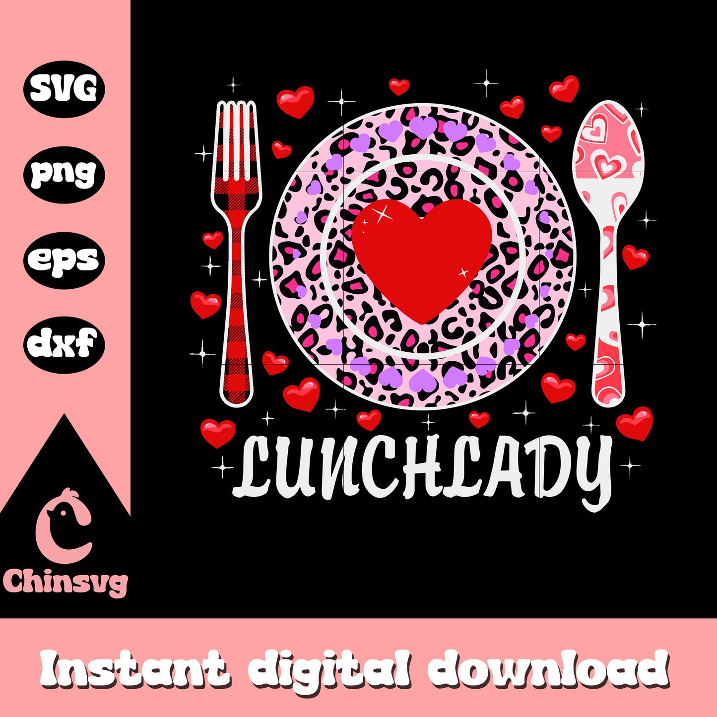 Valentine lunch lady design svg, lady svg, valentine svg
