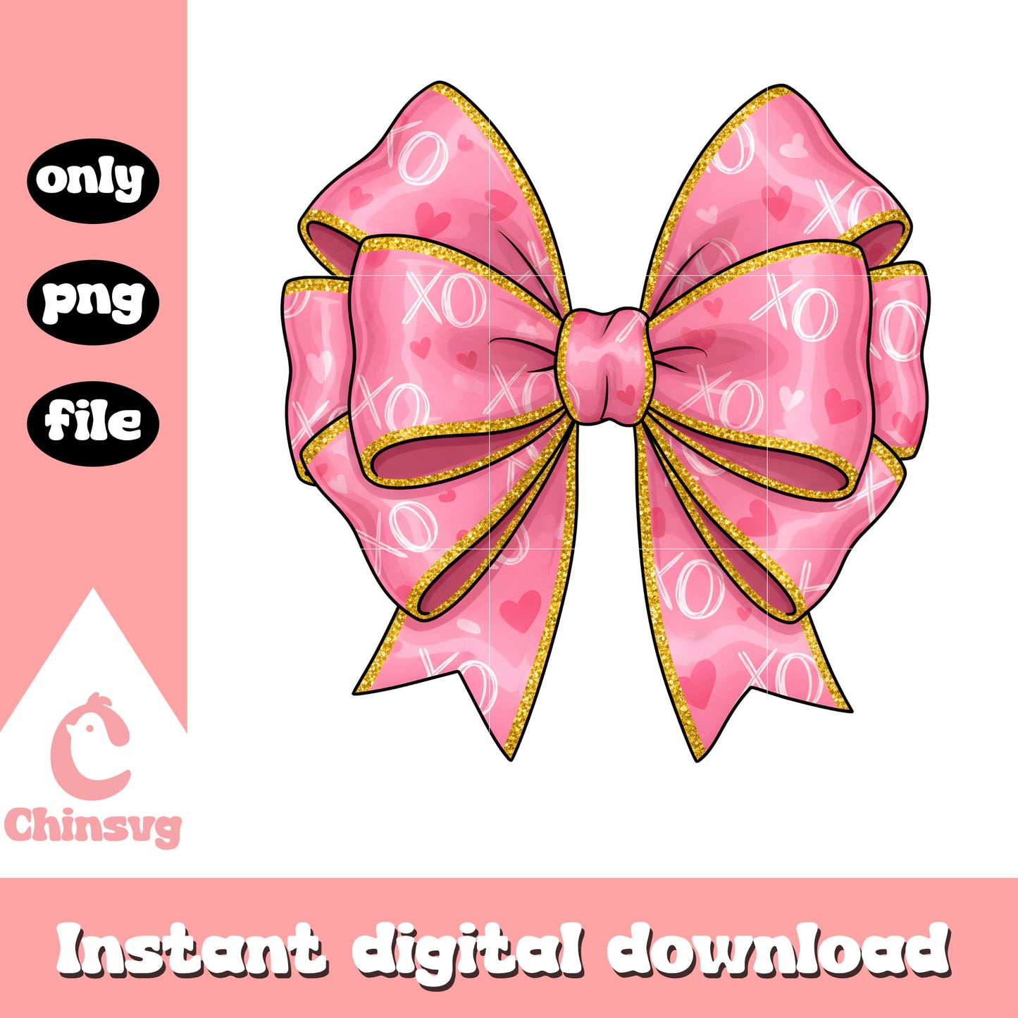 Valentine pink bow digital png, valentines day bow png