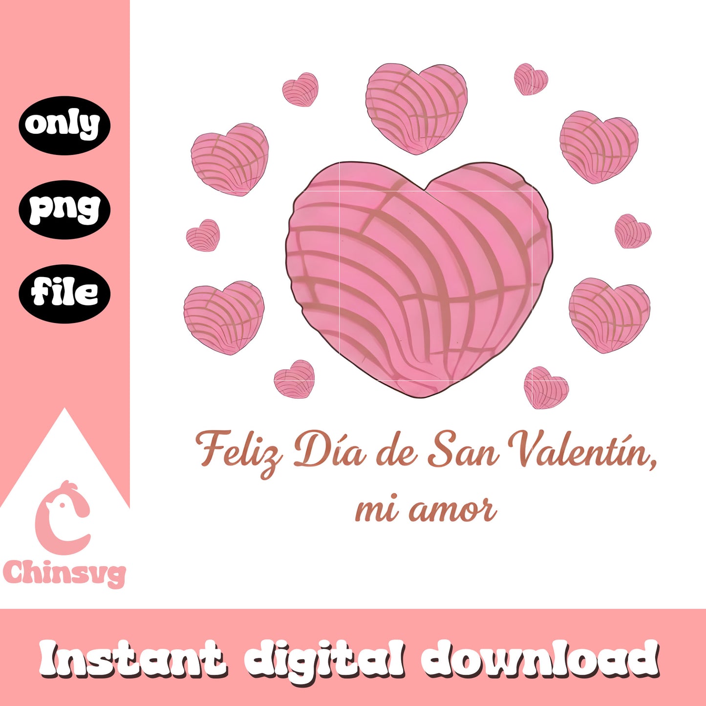 Valentine pink conchas hearts png, valentines day love png