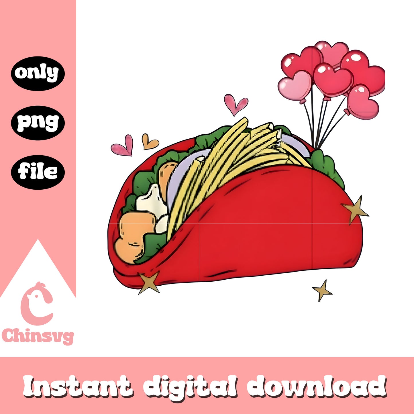 Valentine tacos balls design png, design valentines day png