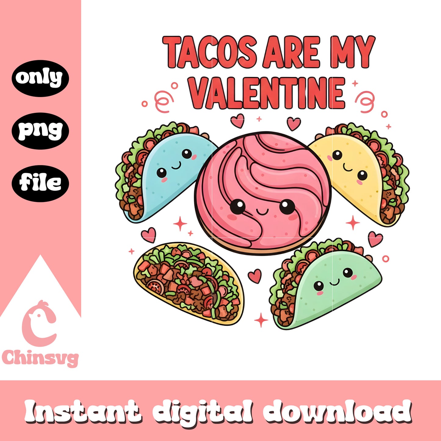 Valentine tacos conchas design png, valentines day love png