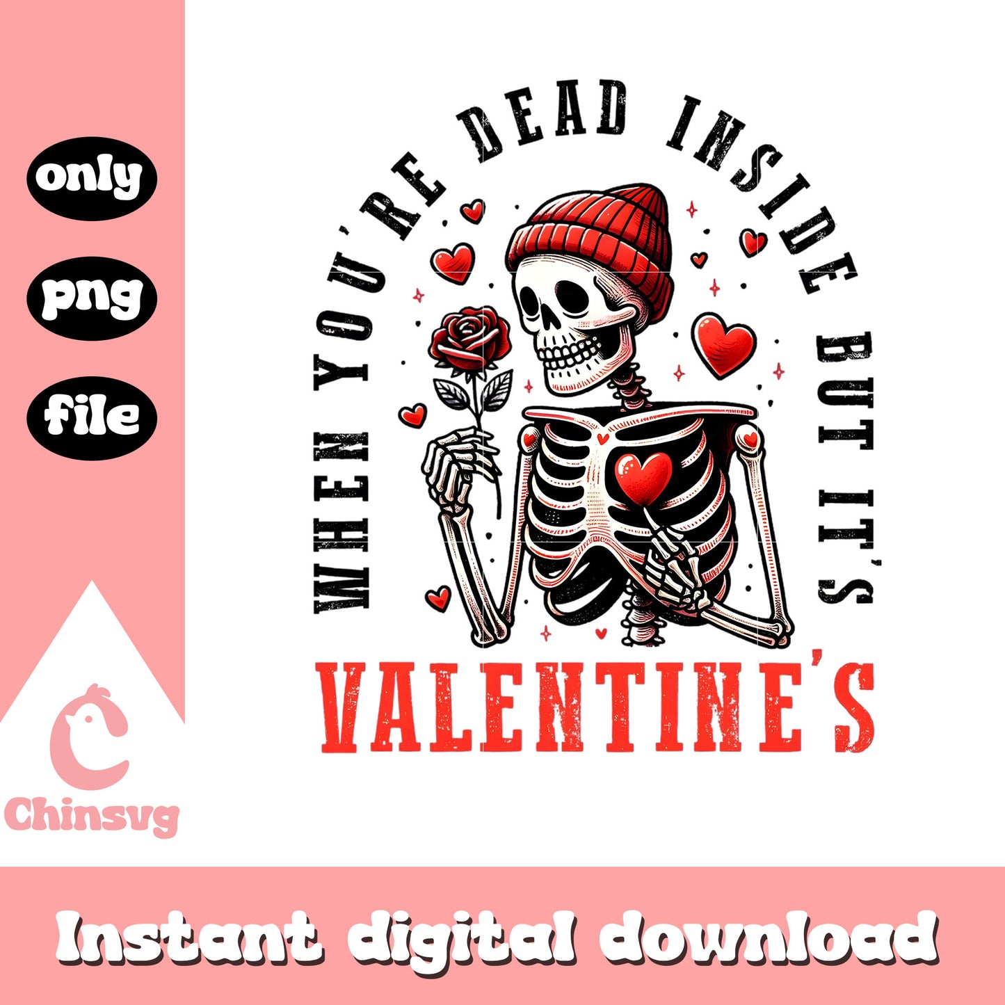 Valentine woolen hat skeleton png, valentines skeleton png