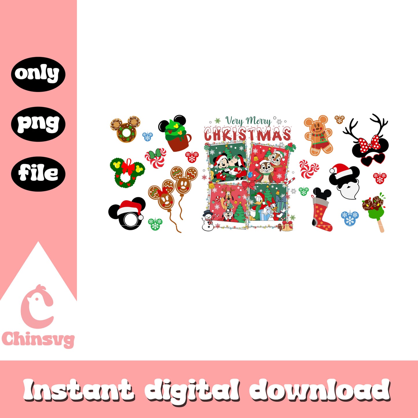 Very merry christmas mickey friends decor png, christmas pic png