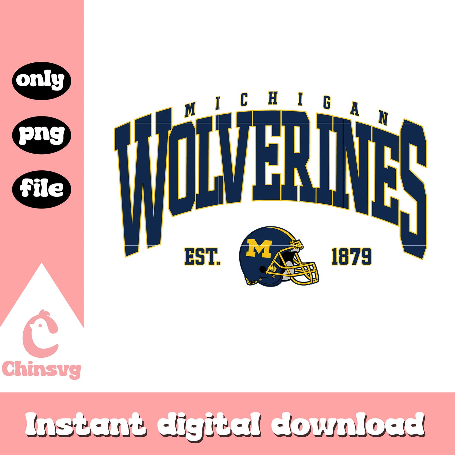 Vintage Michigan Wolverines est 1879 football svg, rugby football svg