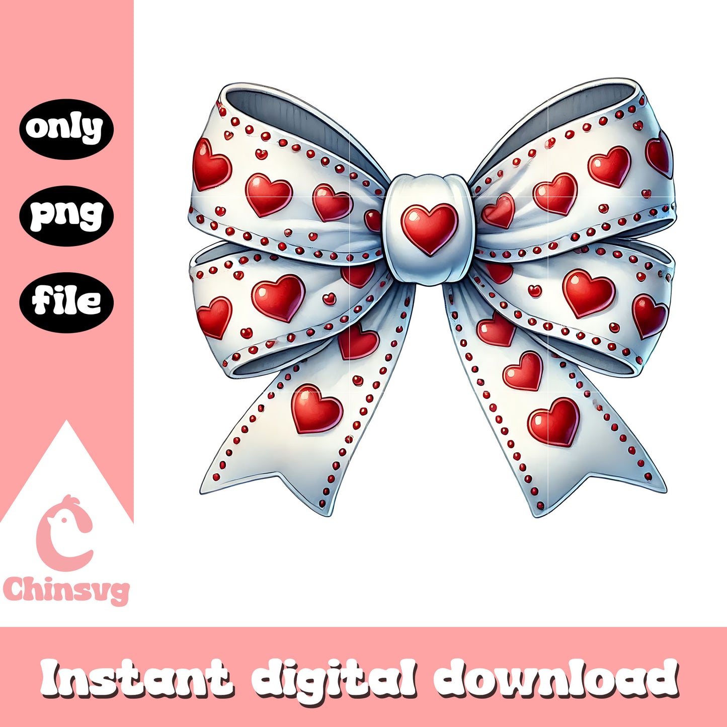 Vintage bow heart pattern png, heart png, valentine png