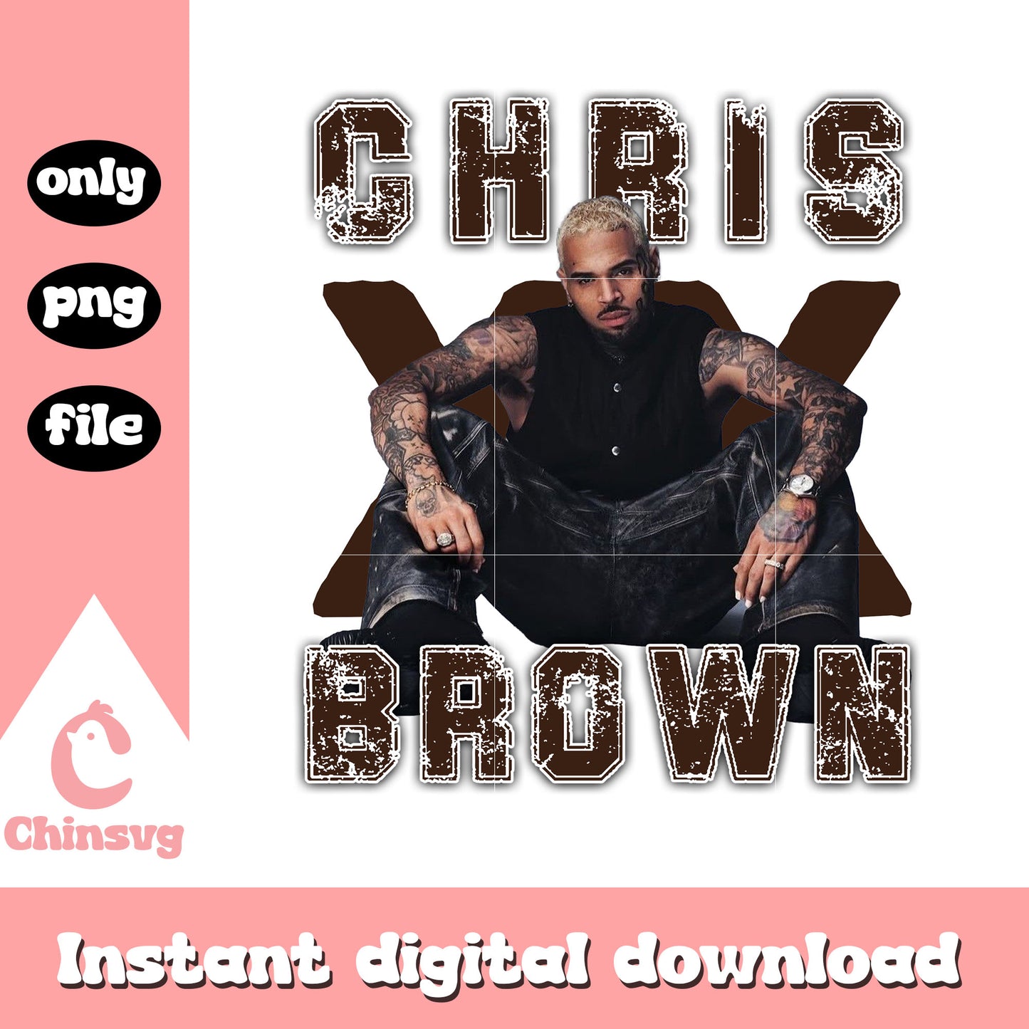 Vintage chris brown xx design png, chris brown concert png