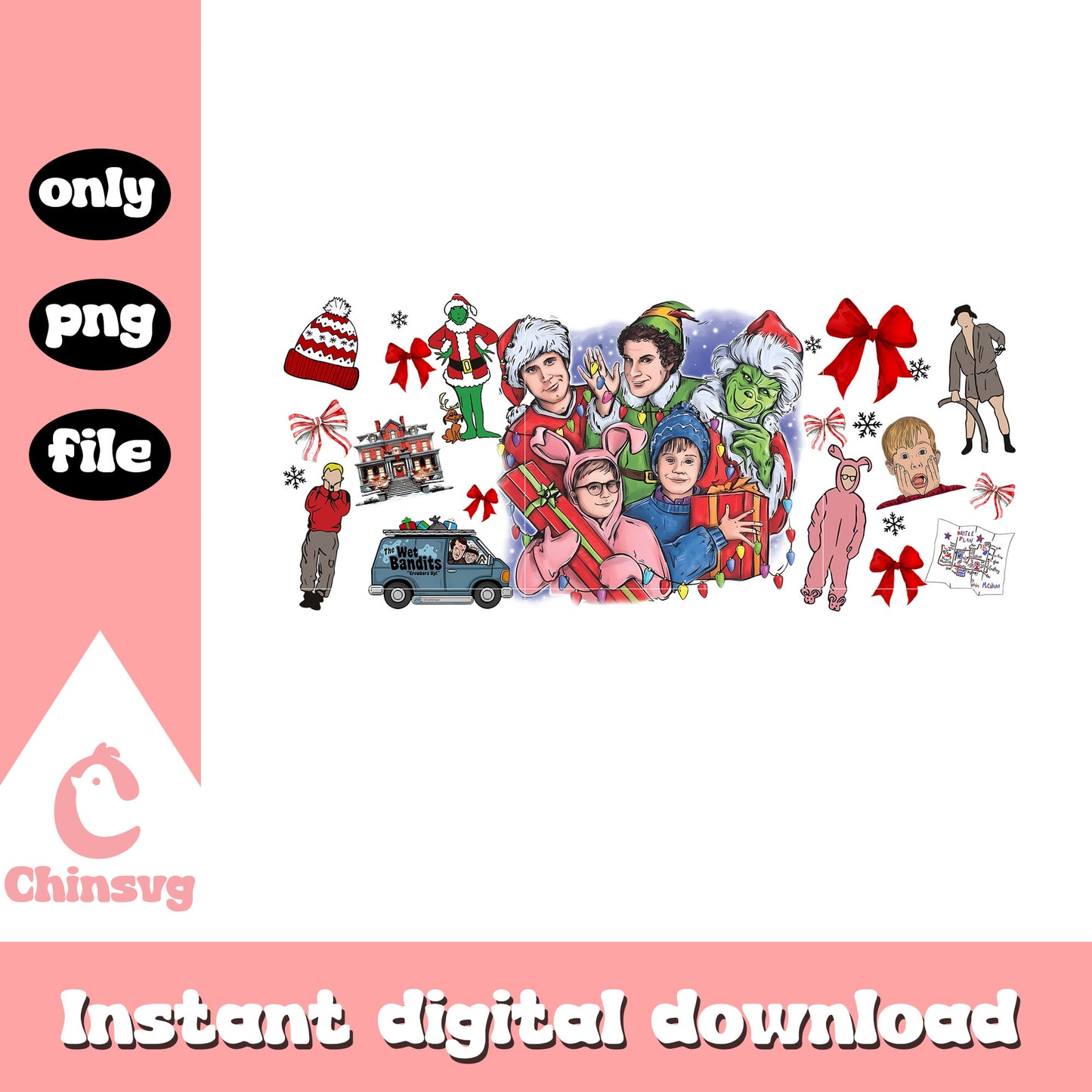 Vintage christmas grinch characters png, grinch xmas png