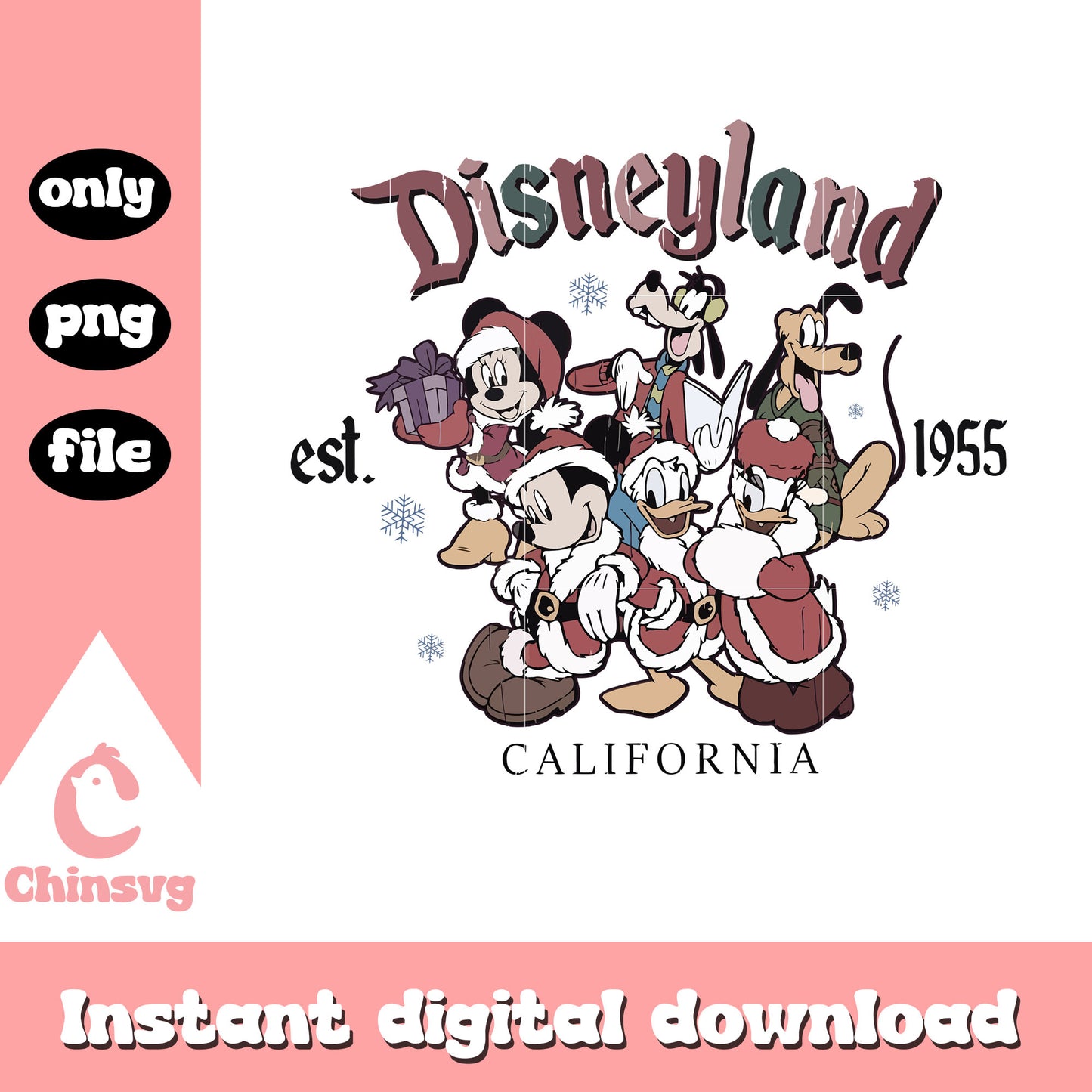 Vintage disneyland est 1928 christmas png, mickey and friends christmas png