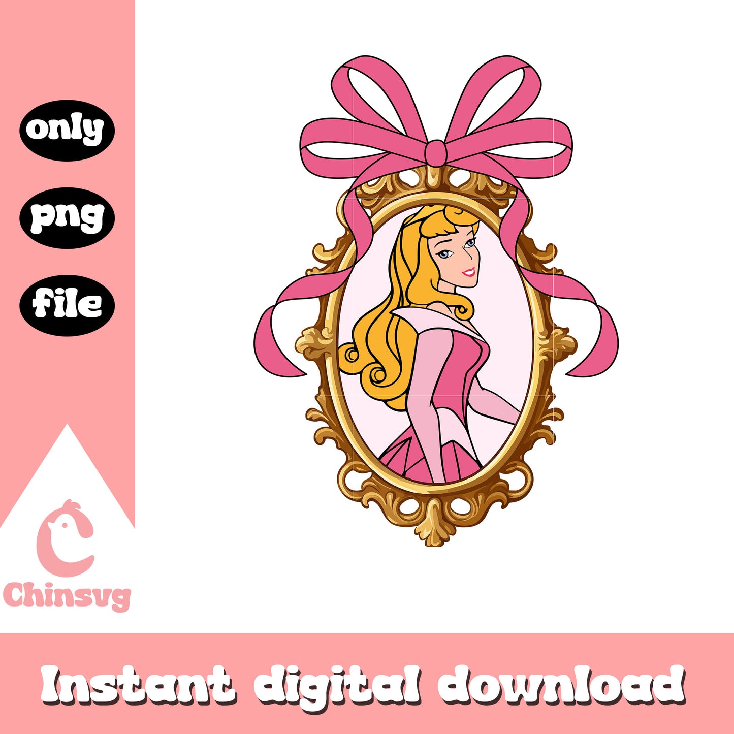 Vintage mirror bow aurora png, aurora princesss png, disney png