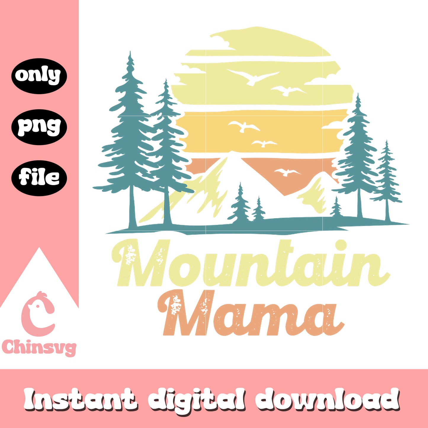 Vintage moutain mama design png, mama png, vintage png