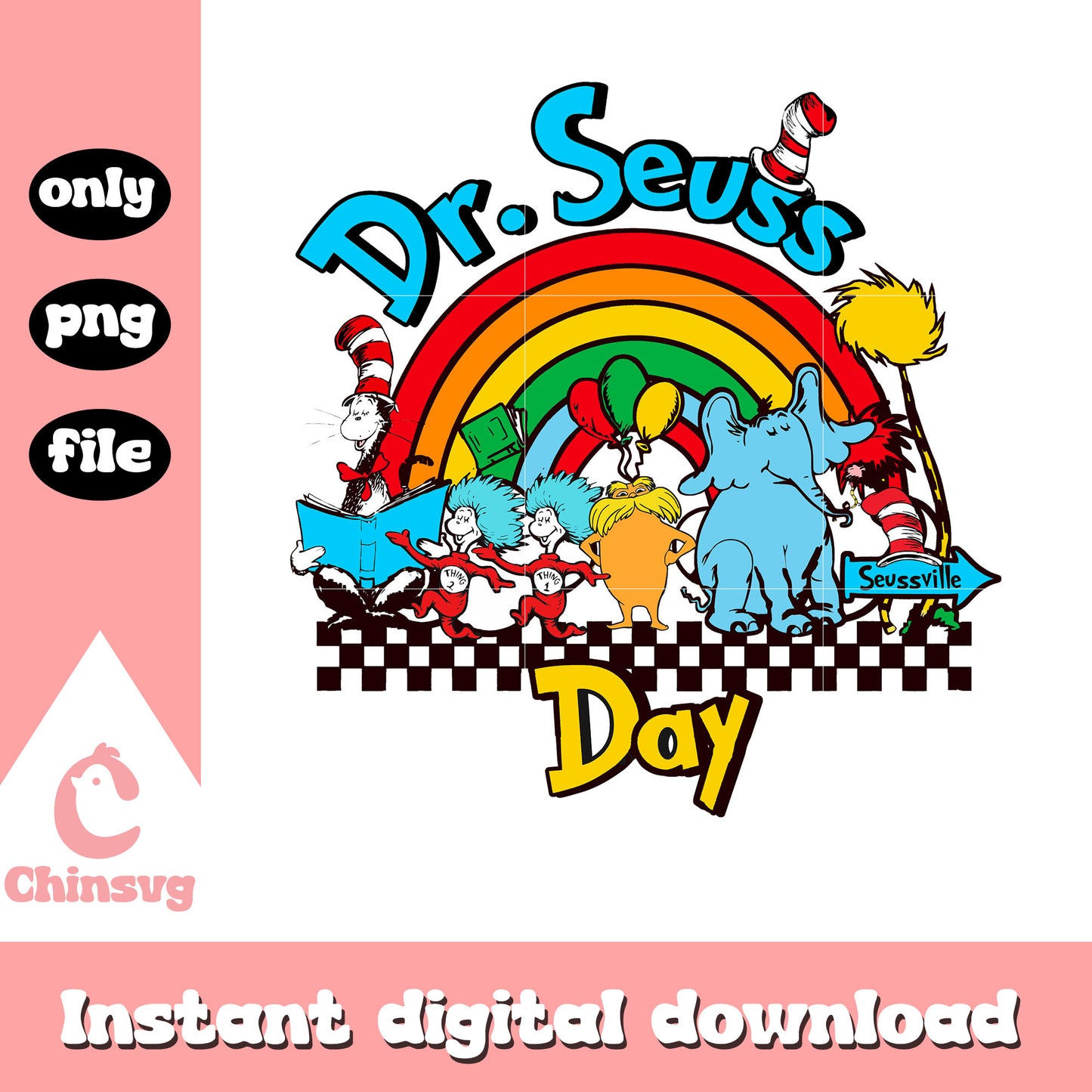 Vintage rainbow dr seuss day png, dr seuss day png, cartoon png