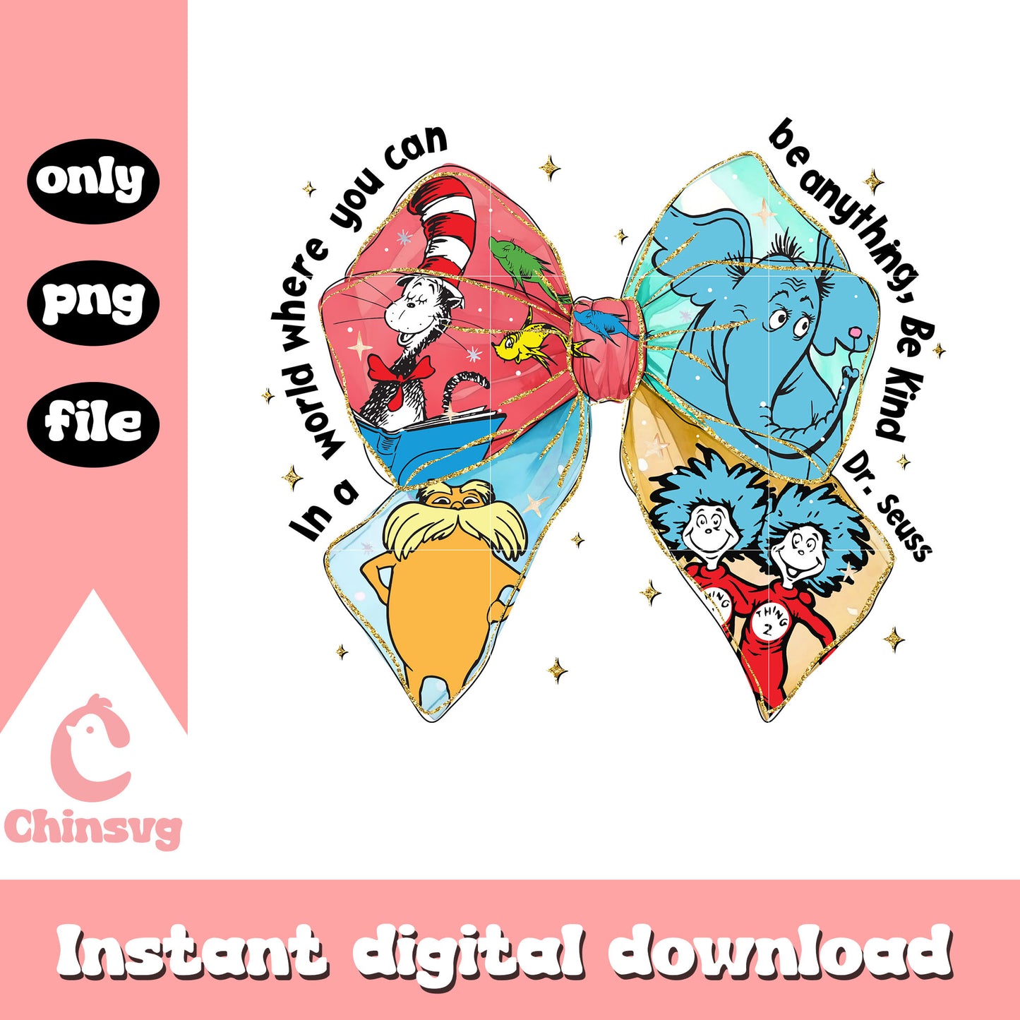 Vintage ribbon dr seuss characters png, dr seuss png, ribbon png