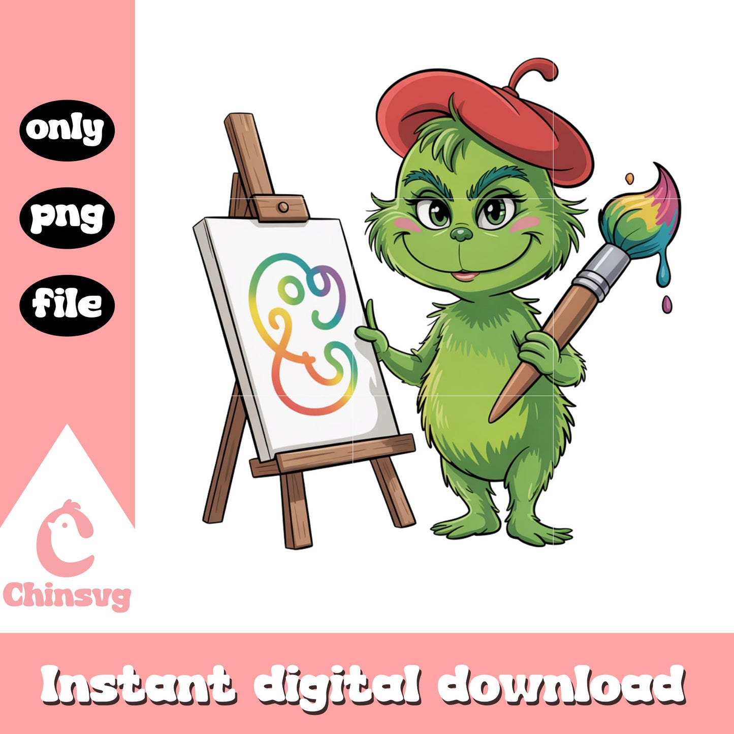 Vintage the grinch painting christmas png, christmas pic art png