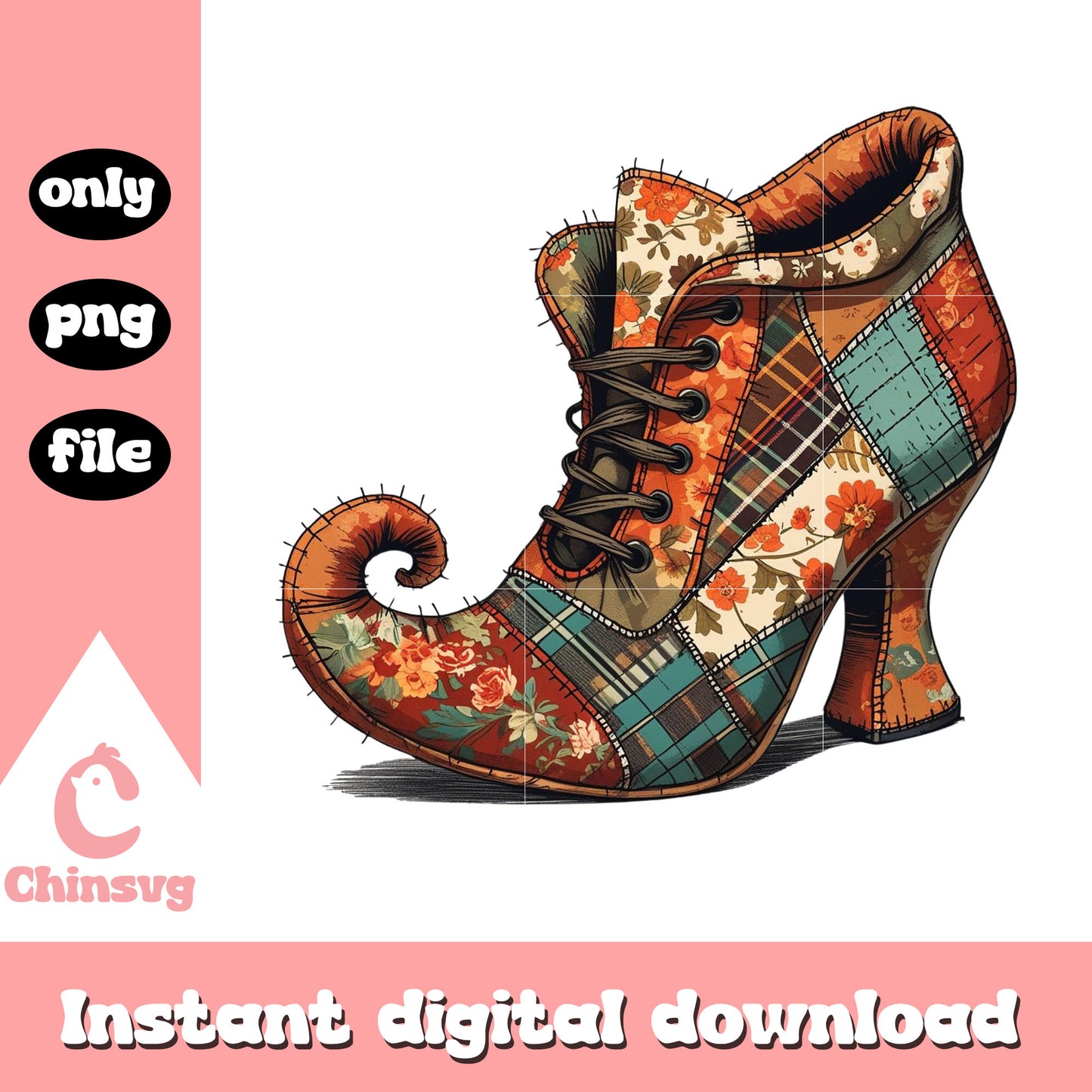Vintage witch shoe design png, halloween decor png