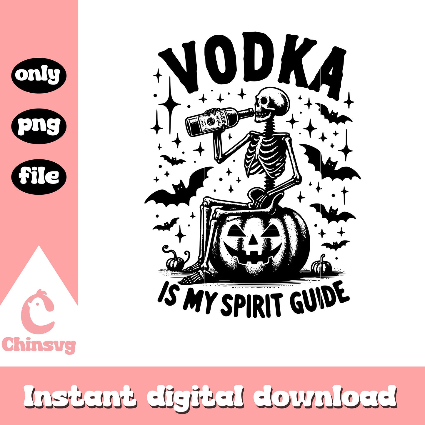 Vodka is my spirit guidee skeleton png, vodka png