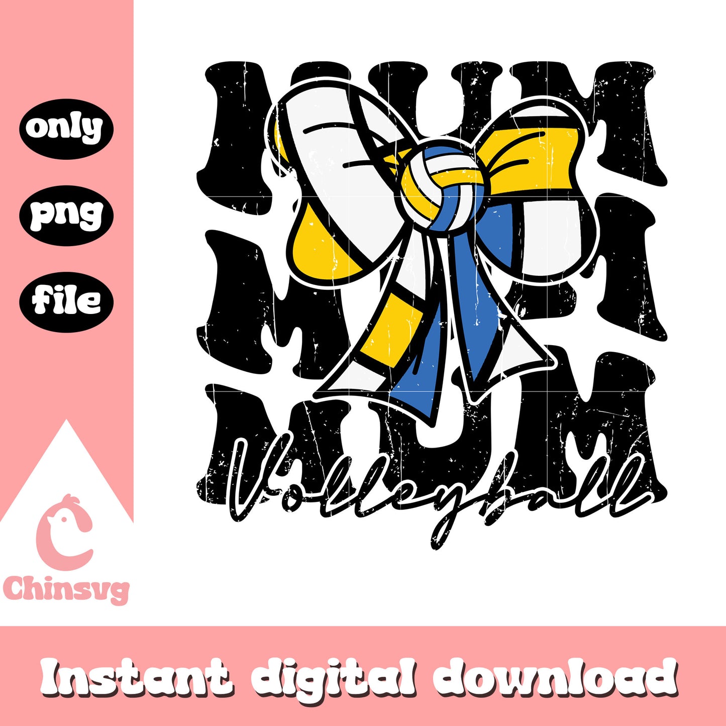 Volleyball mum bow design png, volleyball png, mama png