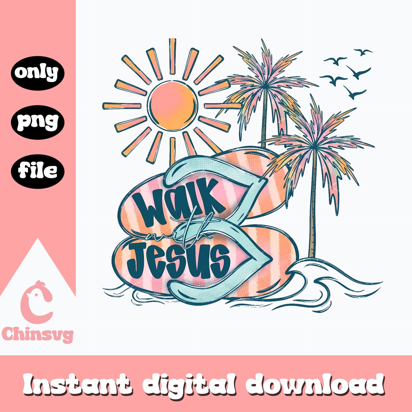 Walk With Jesus PNG, Christian Summer Beach, Religious Faith PNG