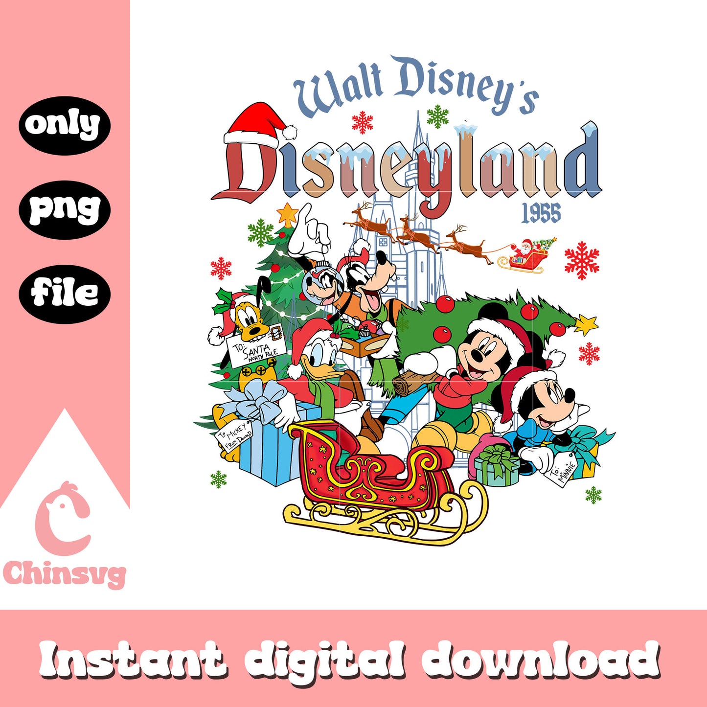 Walt disney's disneyland christmas png, mickey and friends png