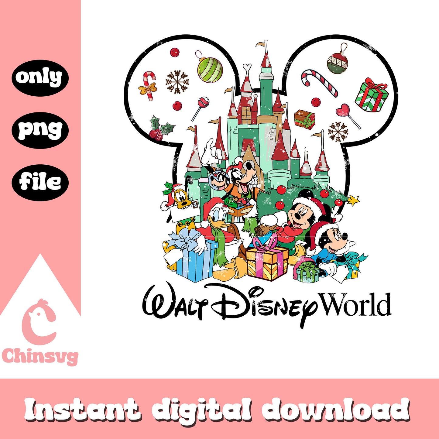 Walt disney world christmas day png, disneyland png