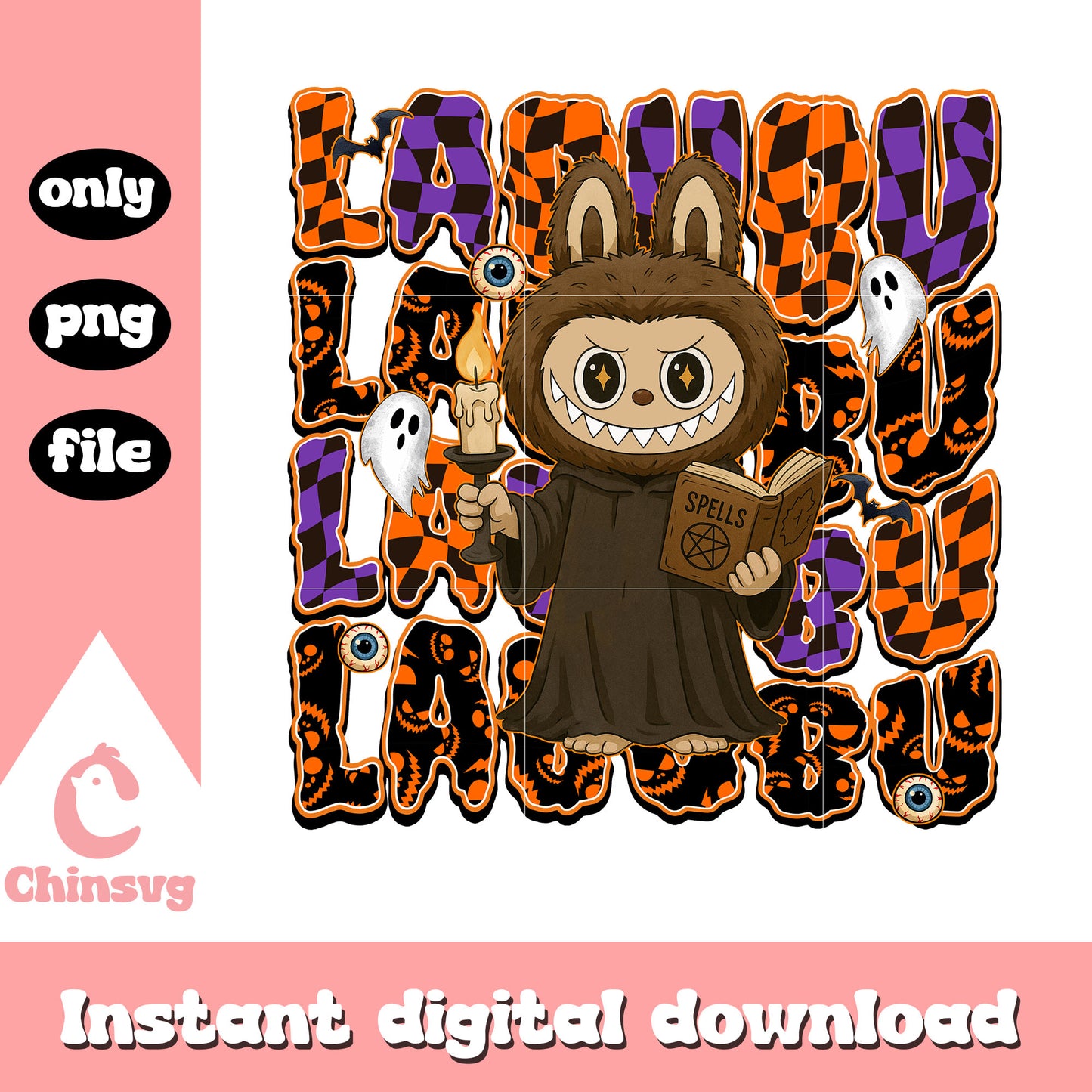 Warlock labubu doll design png, halloween clipart png