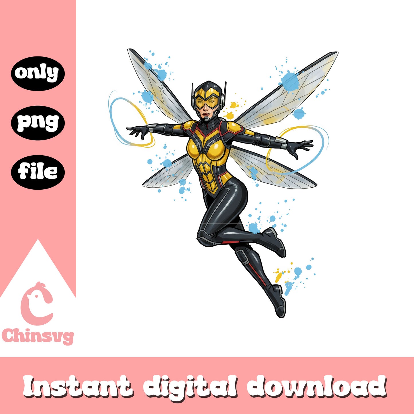 Wasp posing splatter effect design png, wasp character png