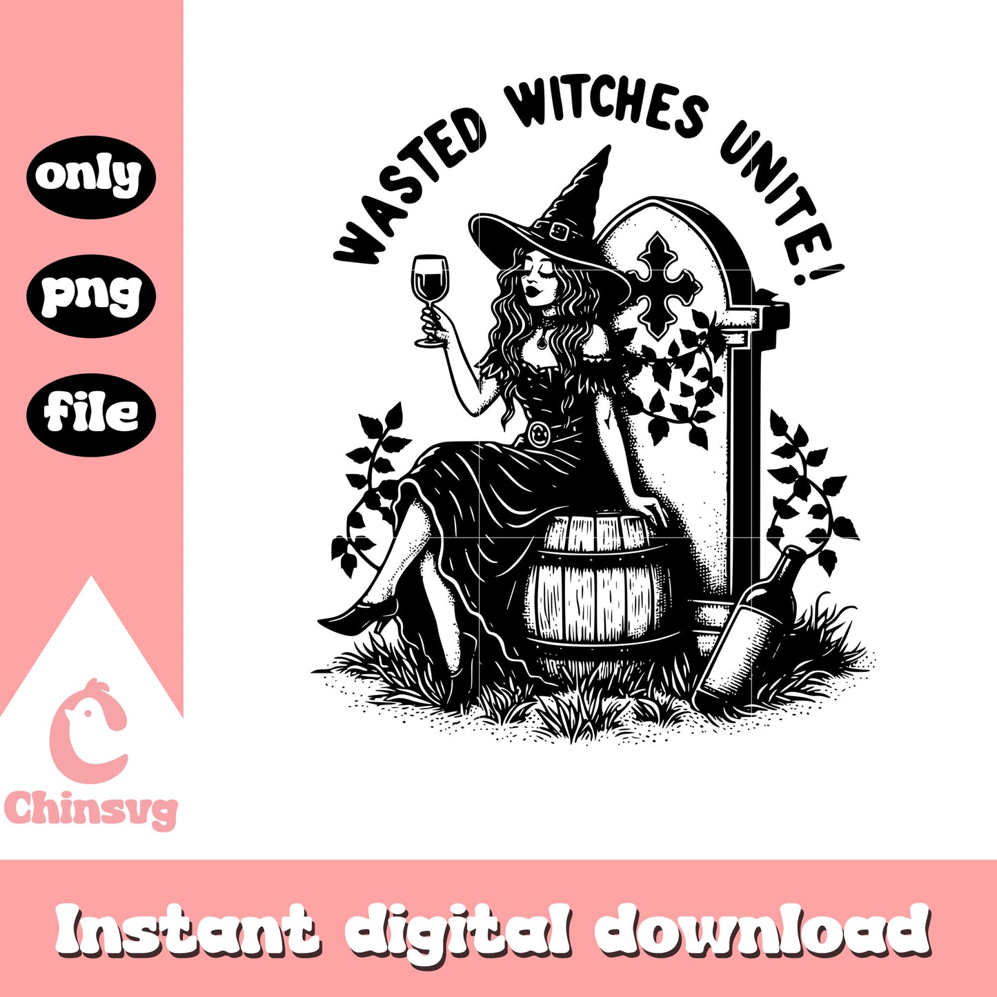 Wasted witches unite png, halloween witch png