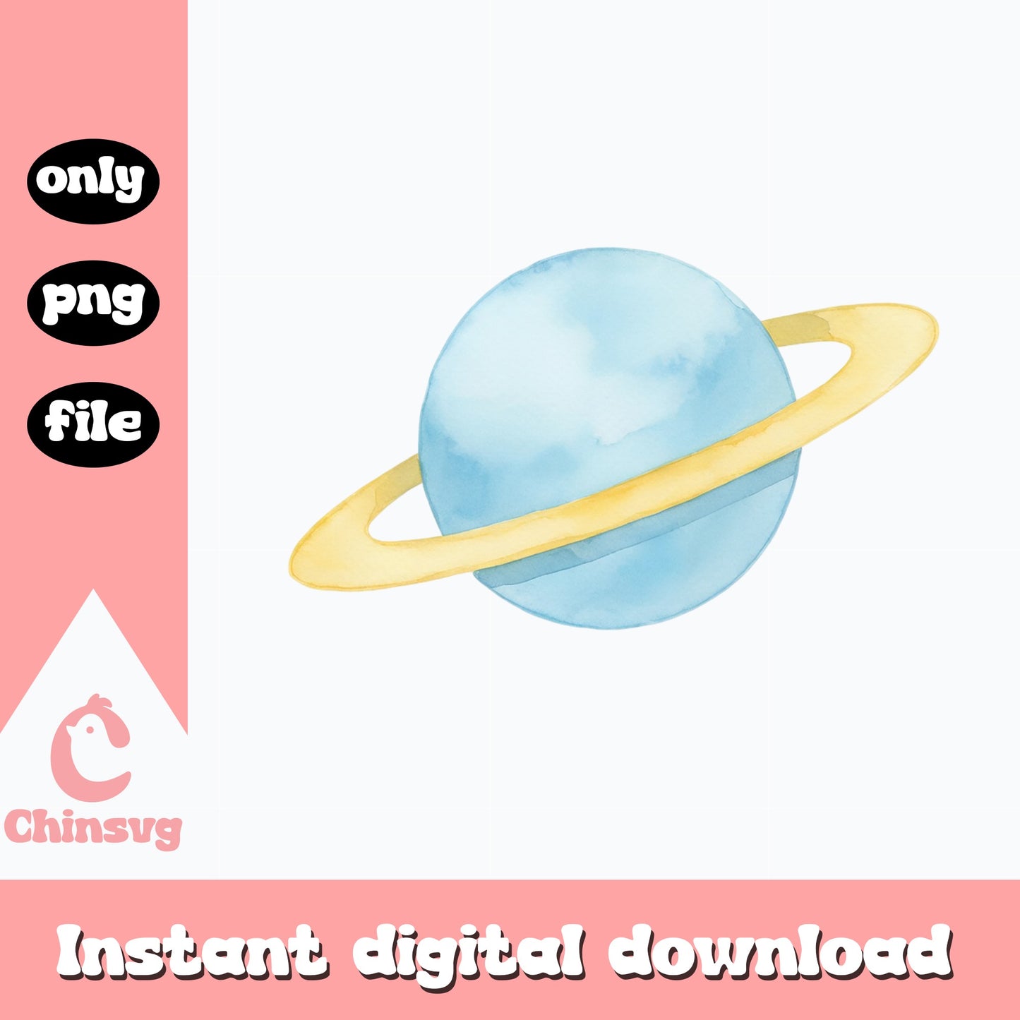 Watercolor Saturn Planet Clipart, Space Nursery PNG, Planet PNG