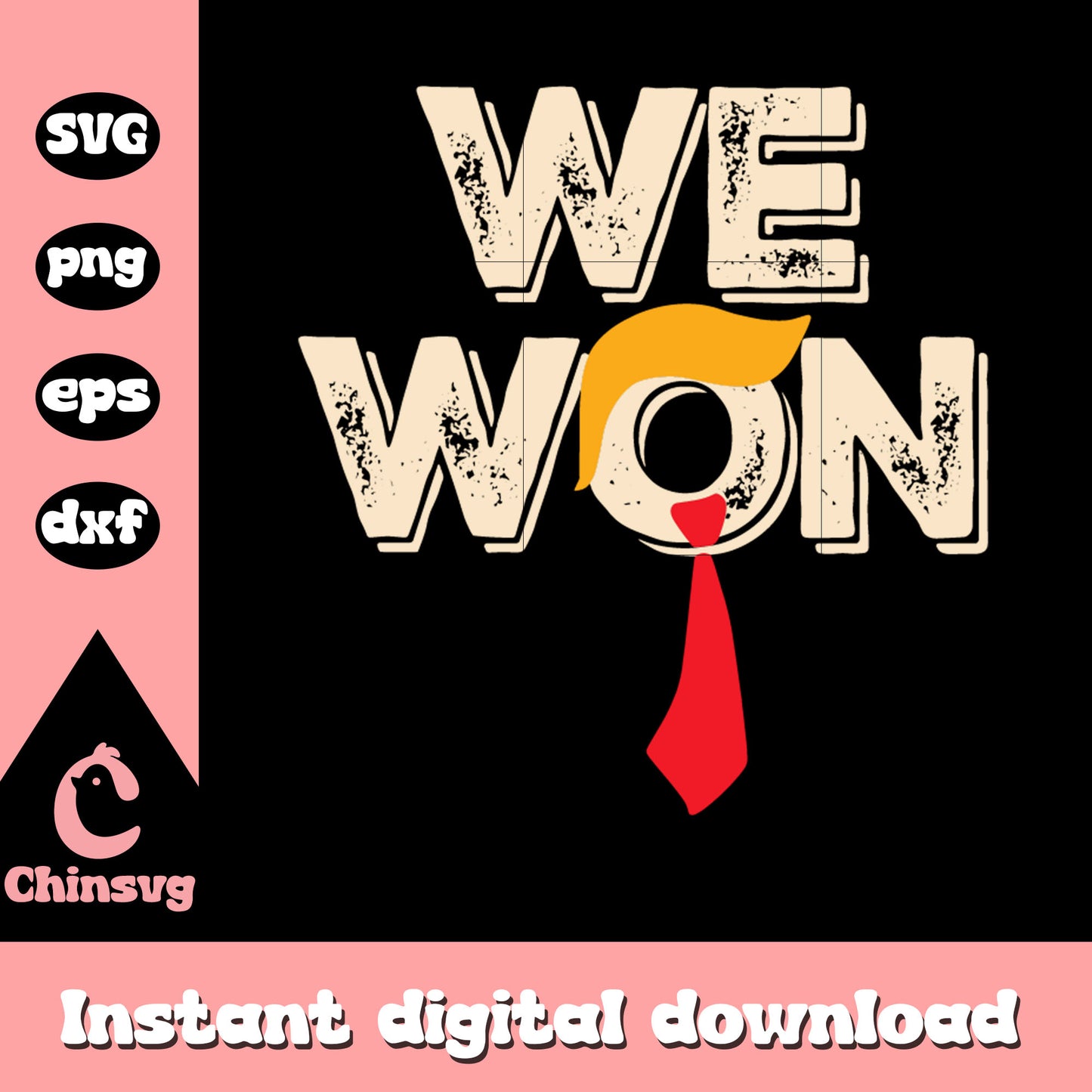 We won donald trump logo design svg, trump text logo svg