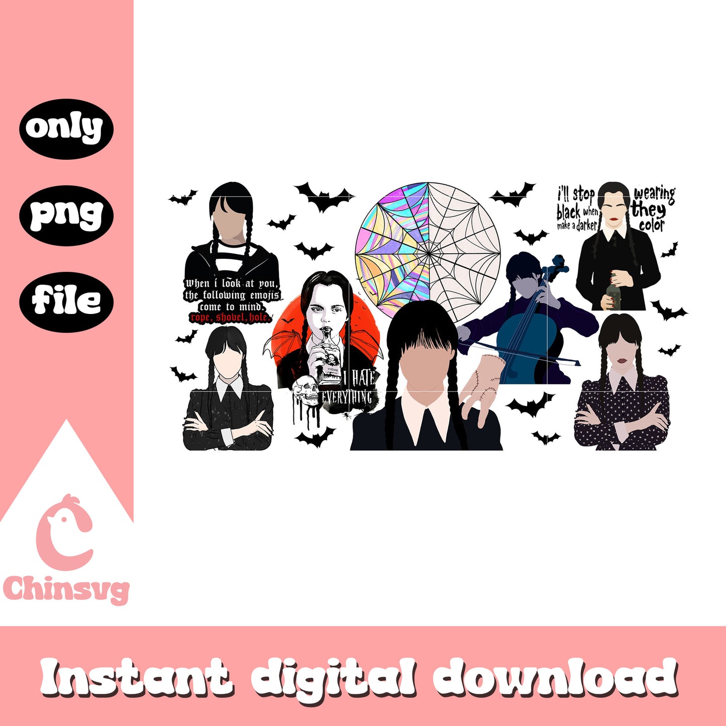 Wednesday addams character halloween design png, wednesday film png