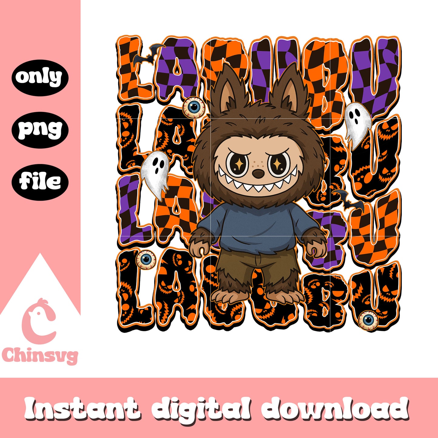 Werewolf labubu doll design png, trick or treat png, halloween png