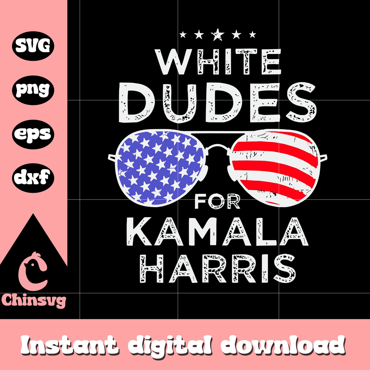 White dudes for kamala harris glasses design svg, harris logo svg