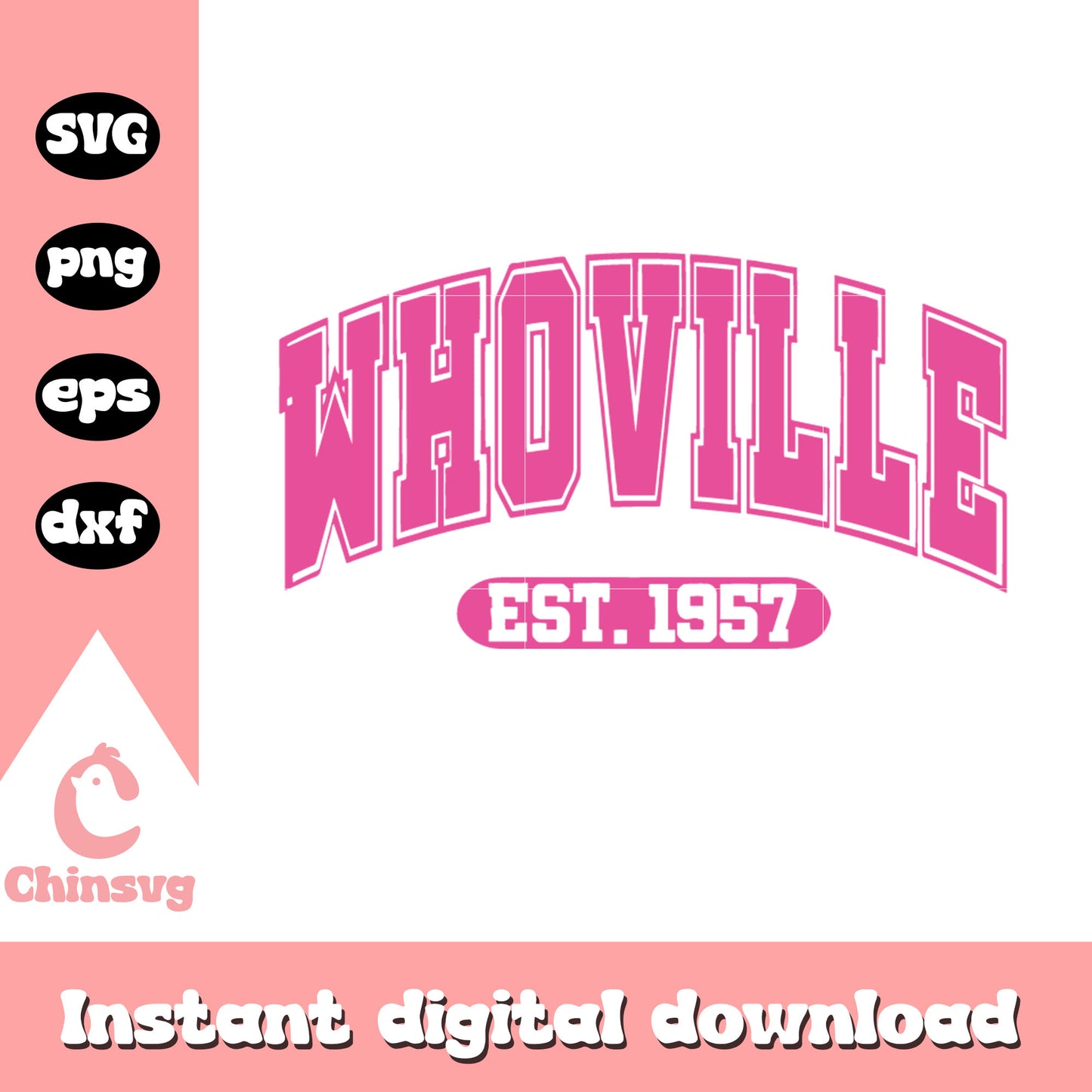 Whoville est 1957 christmas pink svg, whoville christmas svg