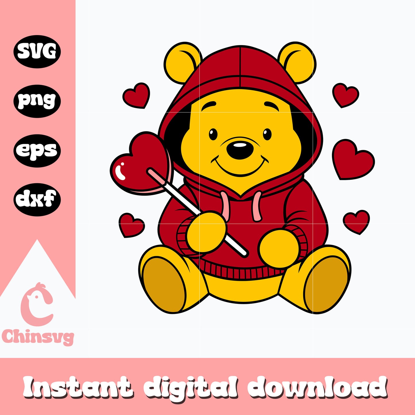 Winnie the Pooh candy heart svg, Winnie the Pooh svg, valentine svg