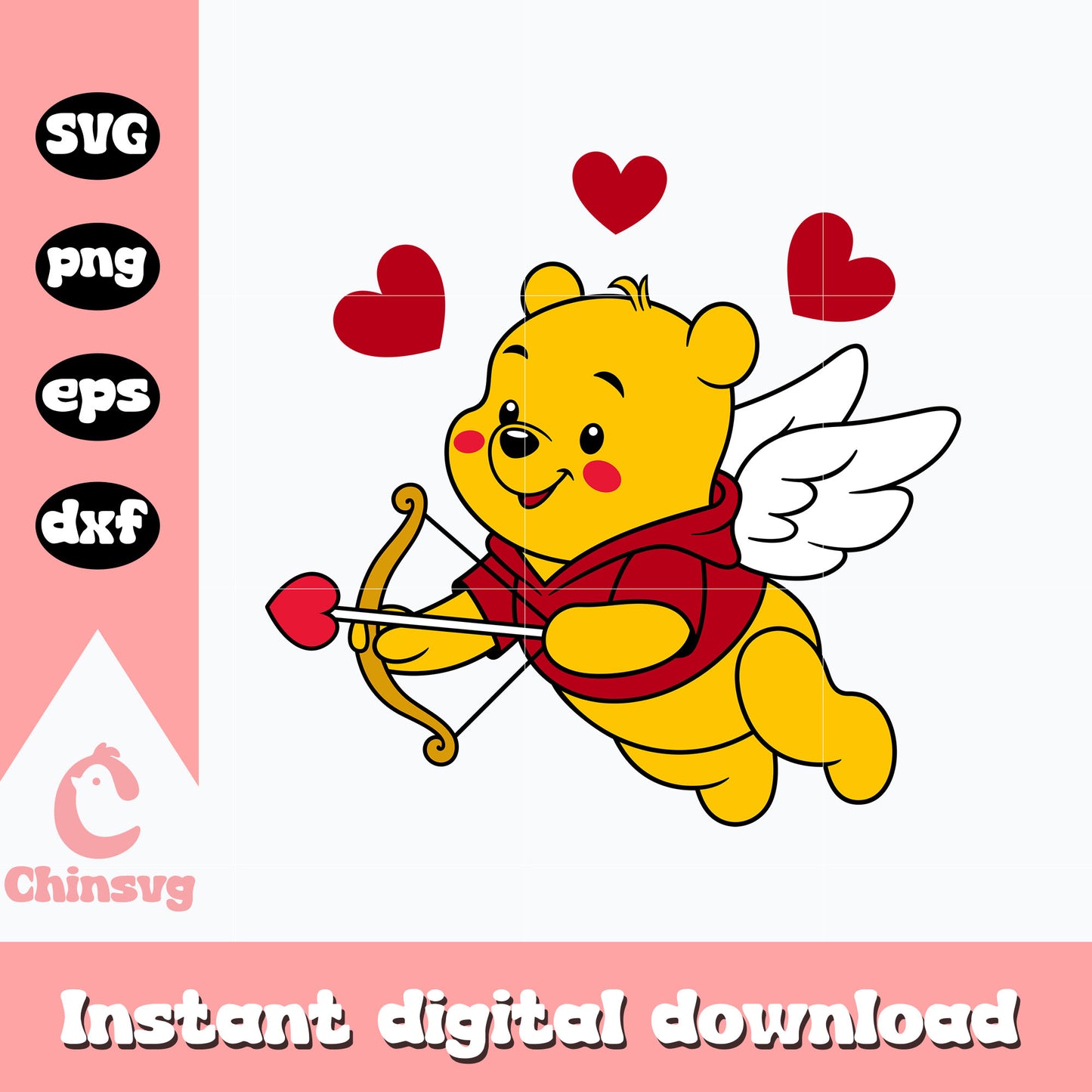 Winnie the Pooh cupid svg, Winnie the Pooh svg, valentine svg